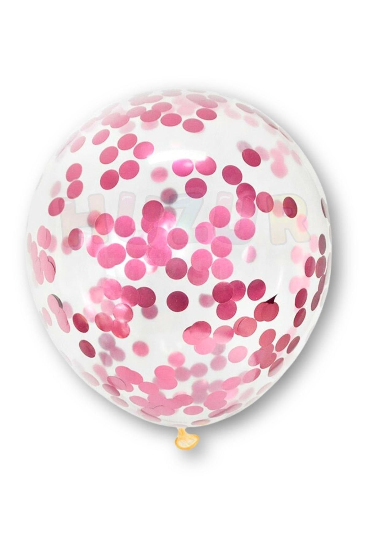 Pembe Konfetili Şeffaf Ve Pembe Metalik Balon Seti 20 Adet 30 Cm Içi Gözüken Pullu Balon Pulu Parti