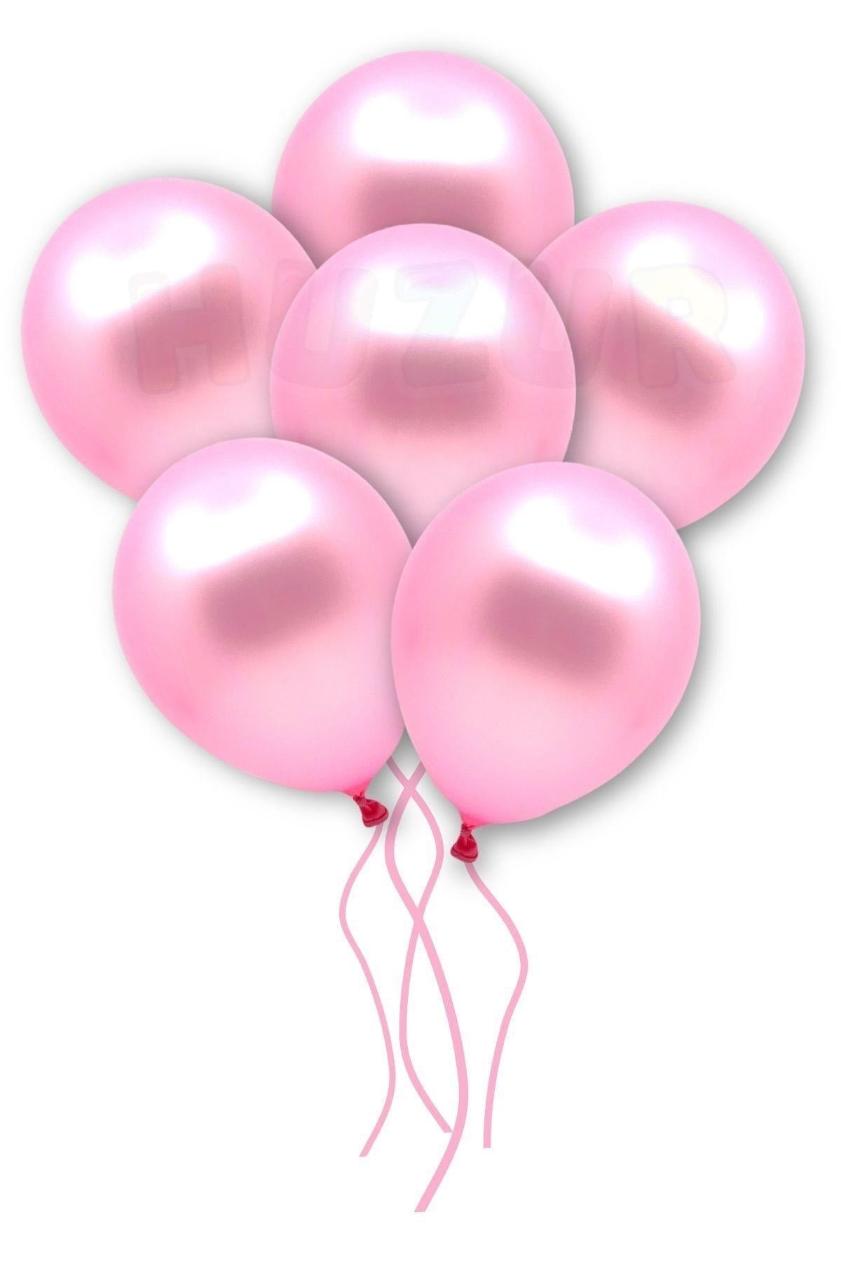 Pembe Konfetili Şeffaf Ve Pembe Metalik Balon Seti 20 Adet 30 Cm Içi Gözüken Pullu Balon Pulu Parti