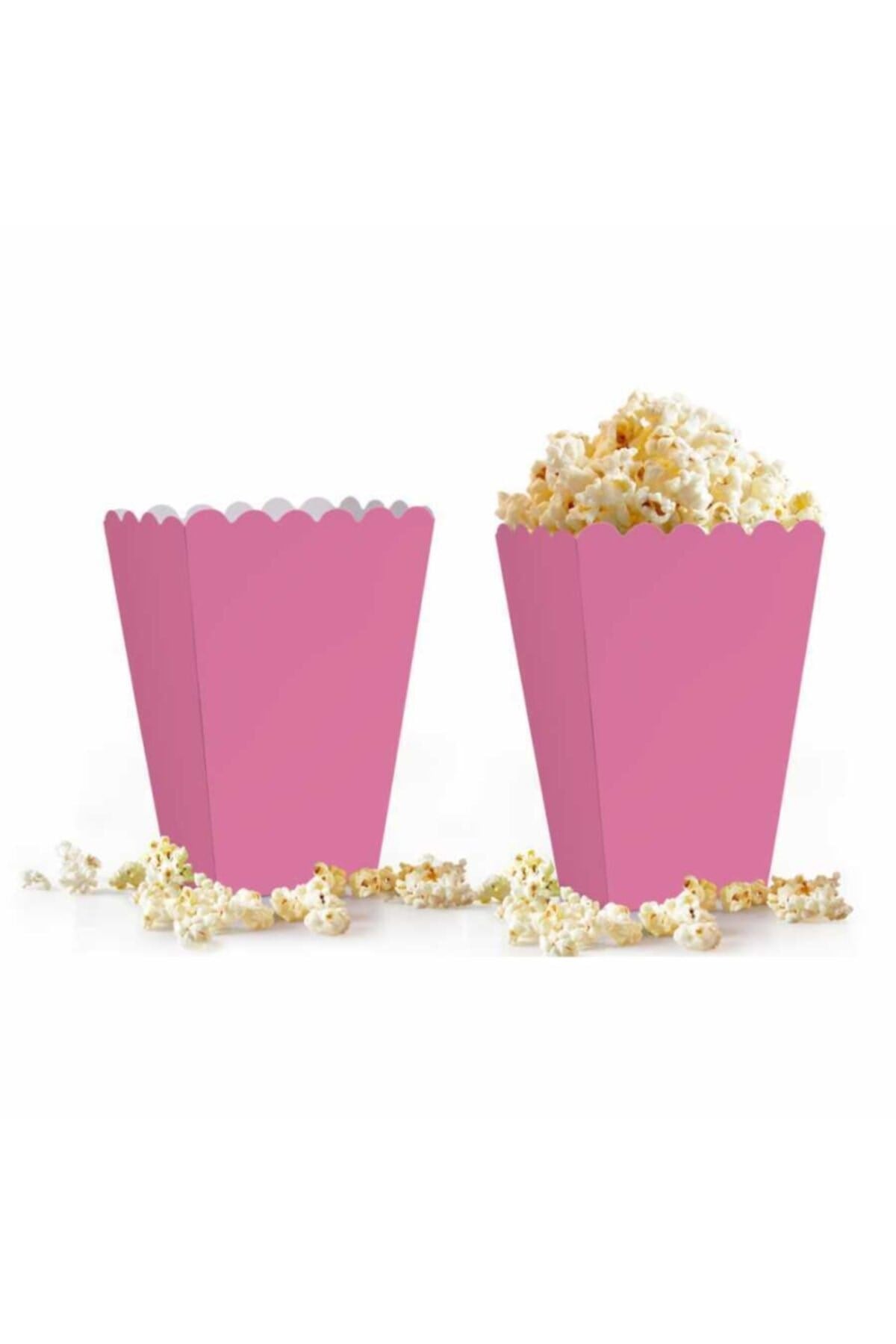 Pembe Mısır Kutusu 8li Karton Cips Kutusu Düz Renkli 8 Adet Pop Corn Darı Kabı