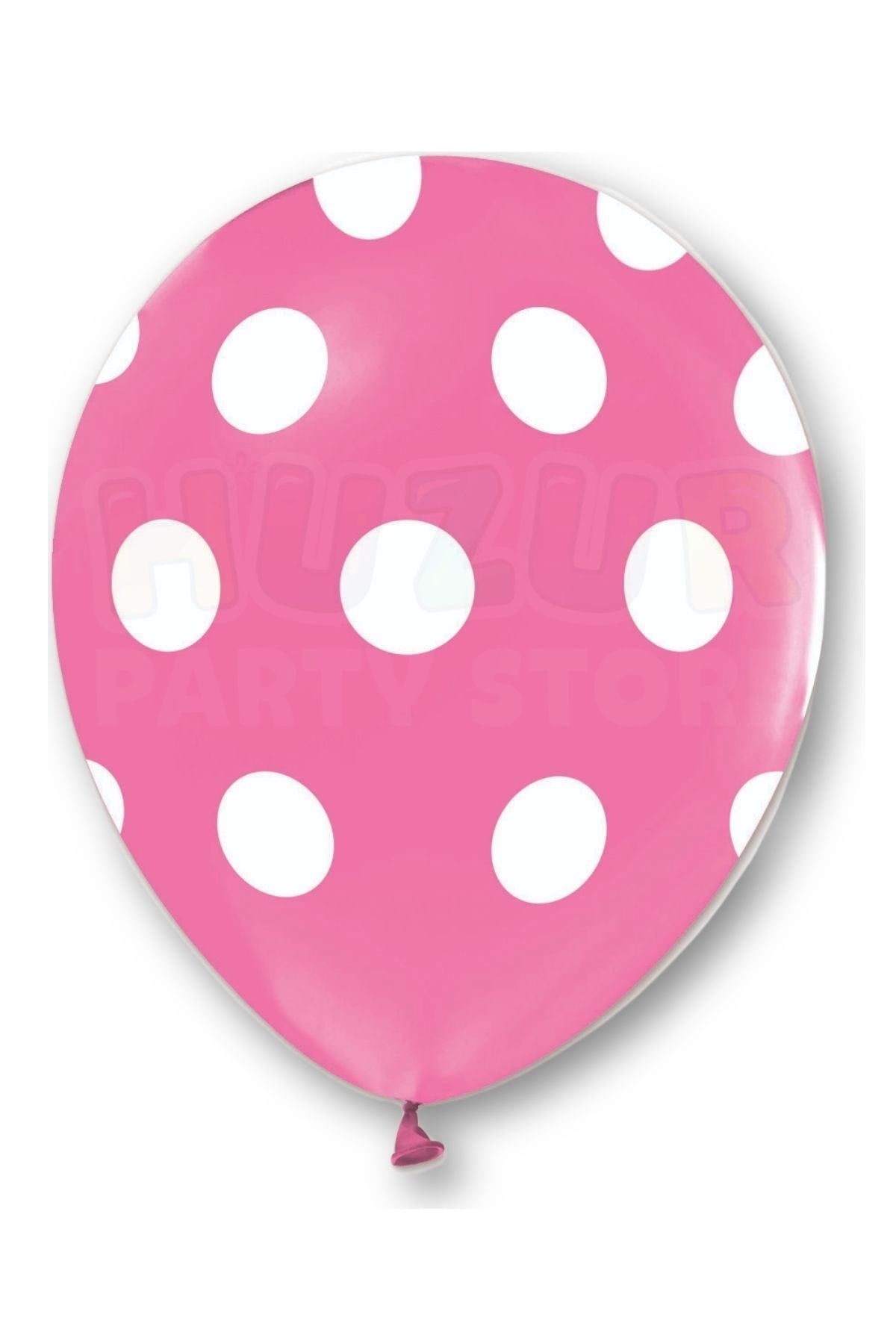Pembe Puantiyeli Balon 10 Adet 30 Cm Doğum Günü Parti Balonu Beyaz Noktacık Detaylı Kaliteli Süs
