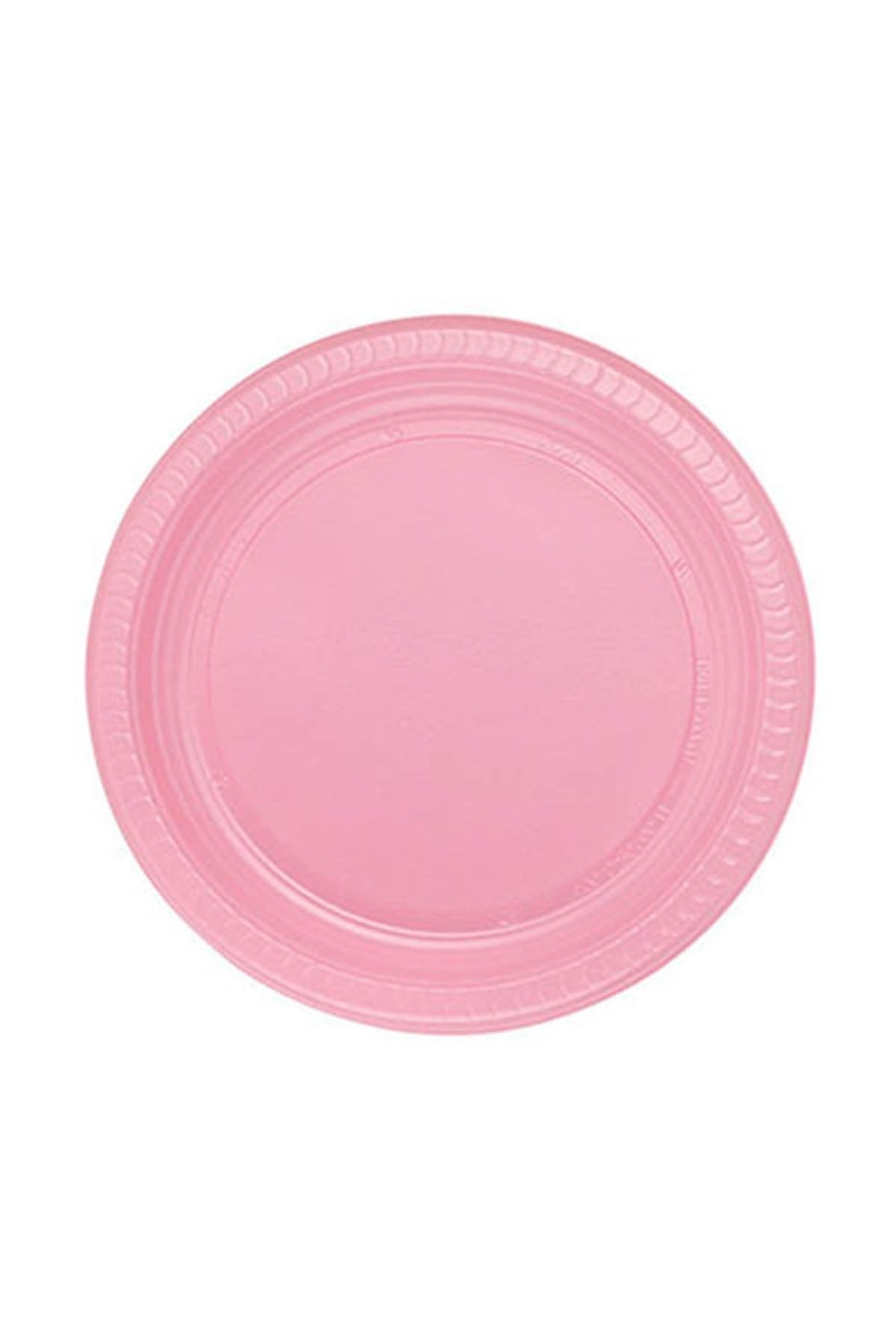 Pembe Renginde 22cm 25li Parlak Tabak Renkli Dayanıklı Plastik Doğum Günü Parti Tabağı