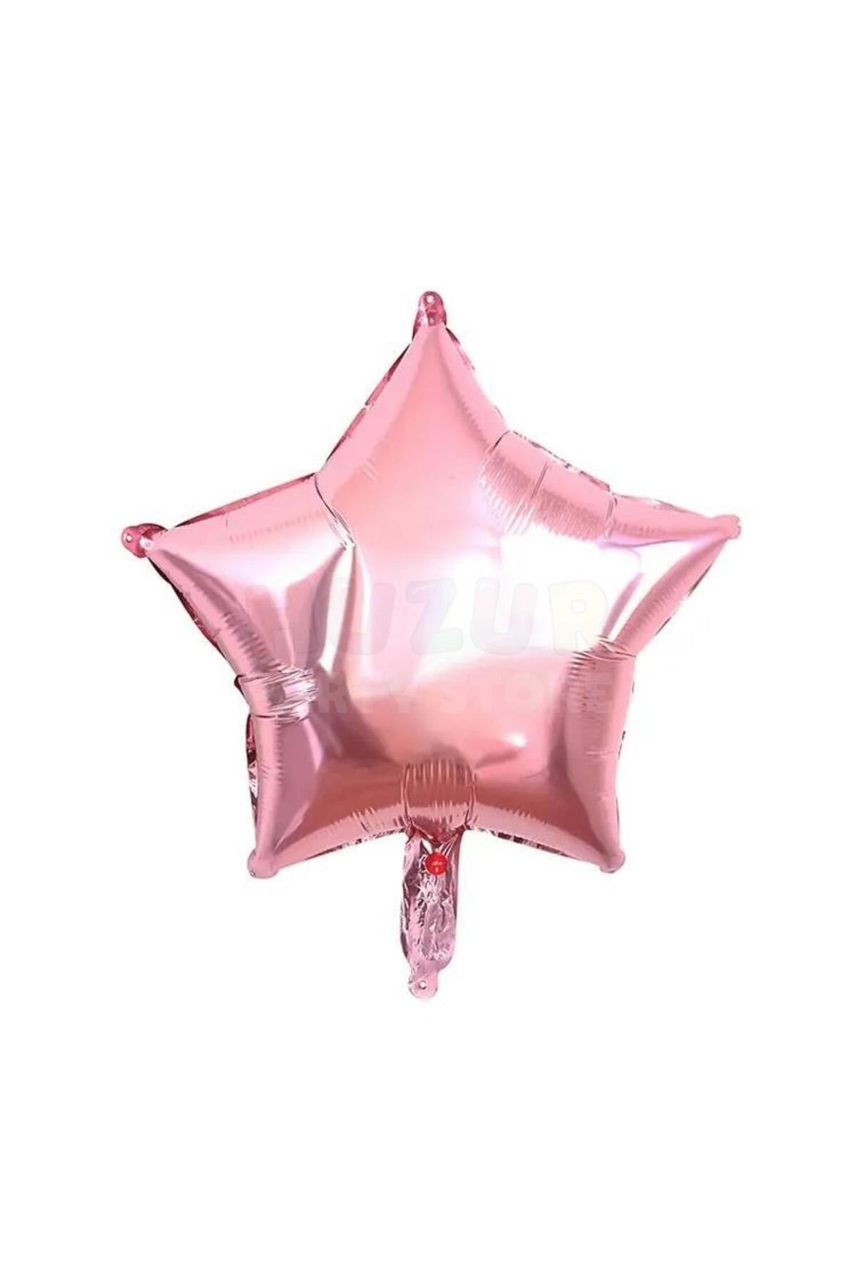 Pembe Renk Yıldız Folyo Balon 45 Cm 18 inç Helyuma Uyumlu Star Parti Doğum Günü Konsept Balonu