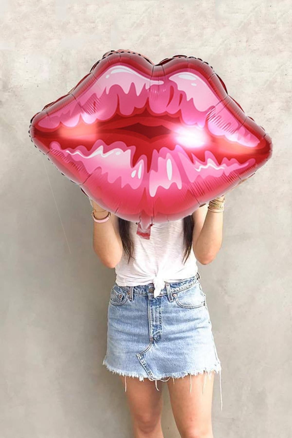 Pembe Rujlu Dudak Folyo Balon 70x60 Cm Bekarlığa Veda Partisi Bride To Be Konsepti Gelin Balonu