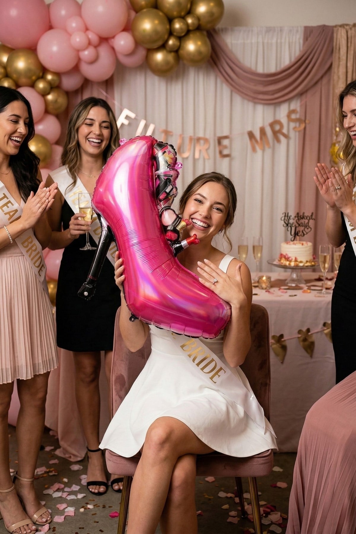 Pembe Topuklu Ayakkabı Folyo Balon 60x80 Cm Bekarlığa Veda Partisi Bride To Be Konsepti Stilettto