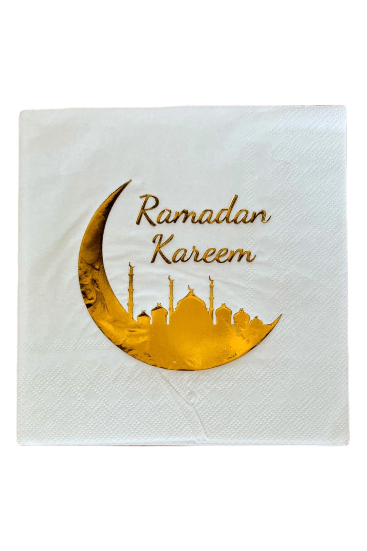 Ramadan Kareem Gold Yaldızlı Peçete 16lı 16x16 Cm Altın Varaklı Ramazan Bayram Temalı Dini Süsü