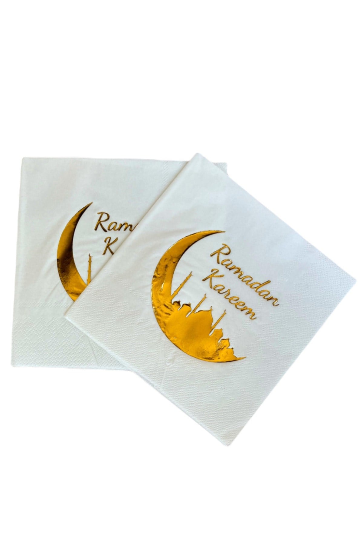 Ramadan Kareem Gold Yaldızlı Peçete 16lı 16x16 Cm Altın Varaklı Ramazan Bayram Temalı Dini Süsü