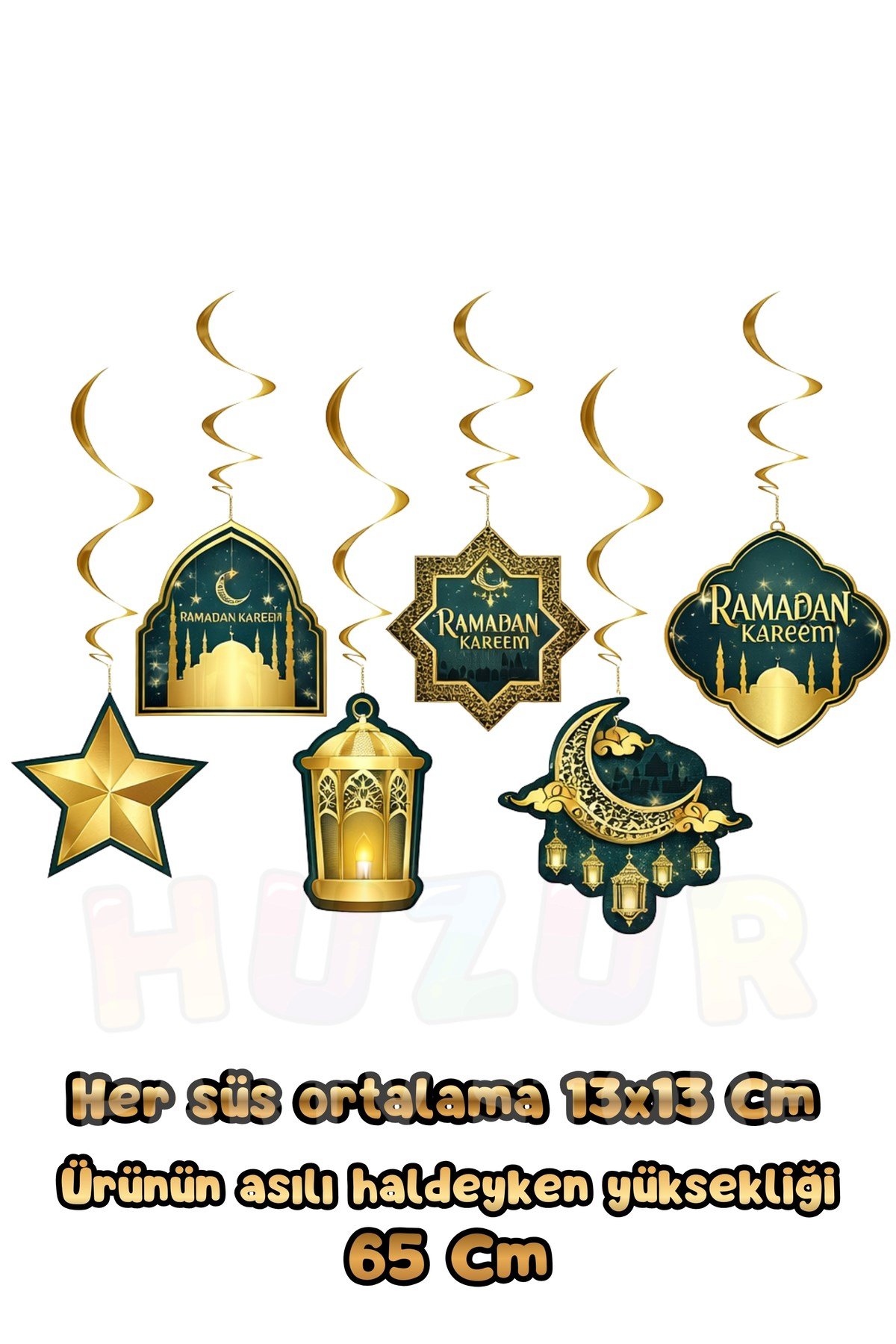 Ramadan Kareem Yazılı 6 Adet Tavan Asma Süsü Hoşgeldin Ramazan Bayramı Mübarek Dini İslami Süsleri