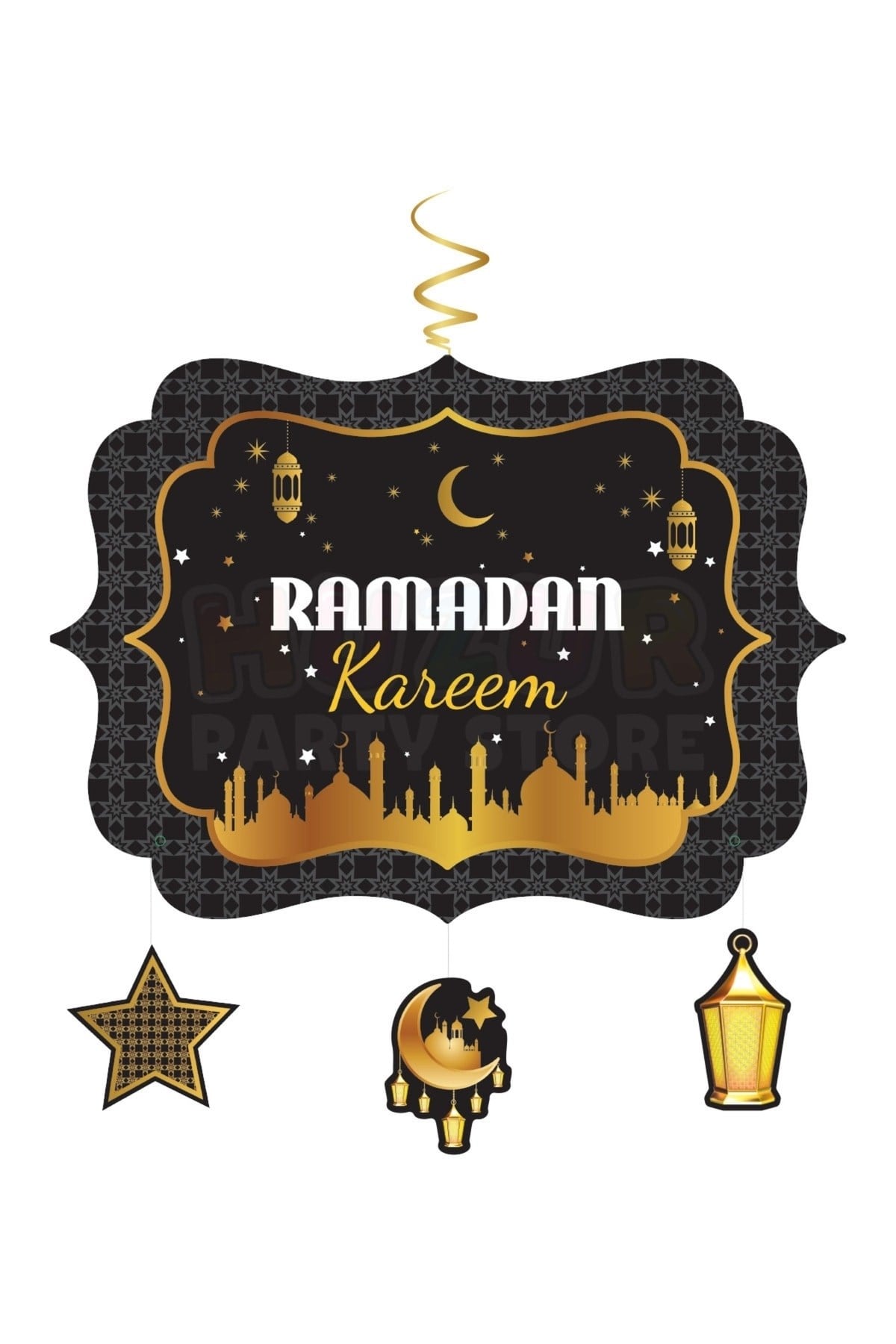 Ramadan Kareem Yazılı Asmalı Tavan Sarkıt Süsü Ramazan Bayramı 130x34 Cm Islami Temalı Dini Süsü Gb