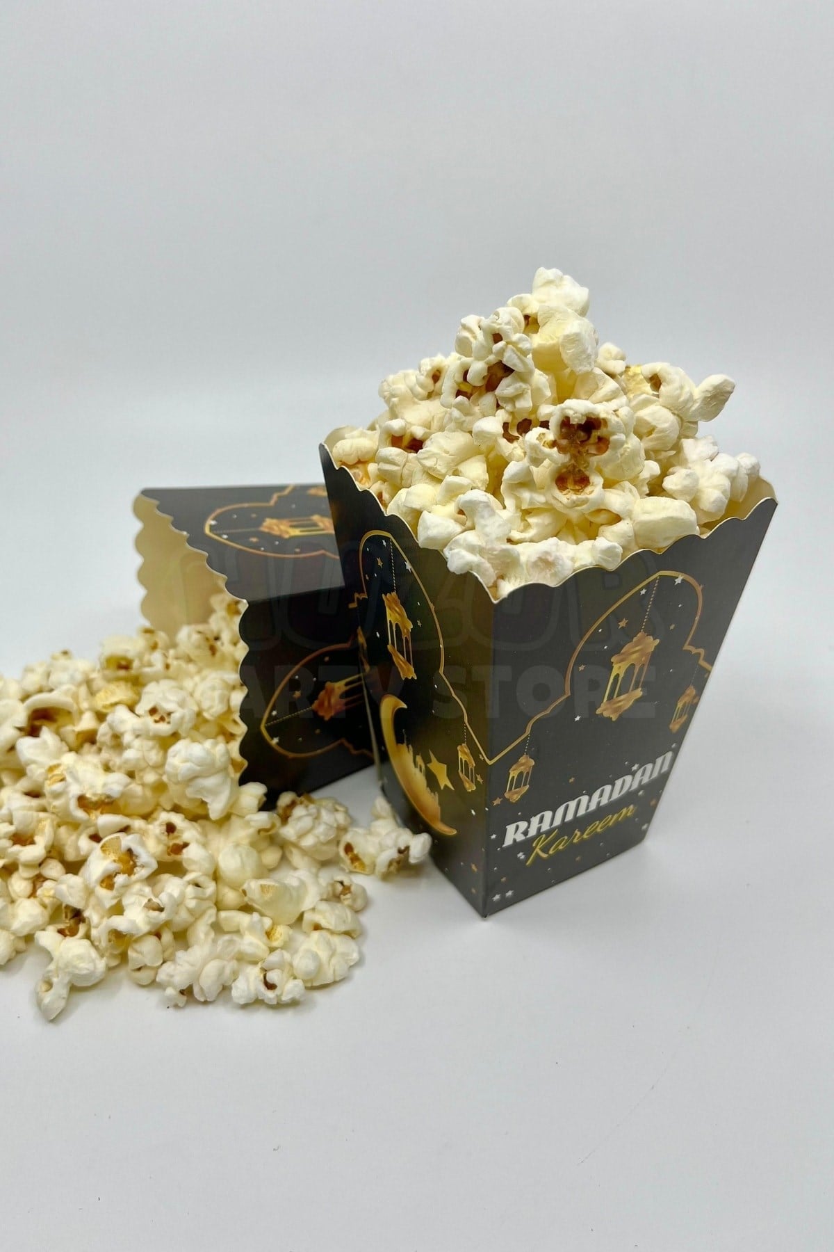 Ramadan Kareem Yazılı Mısır Kutusu 8 Adet 8x12 Cm Pop Corn Darı Kabı Ramazan Bayramı Cips Kutusu Gb
