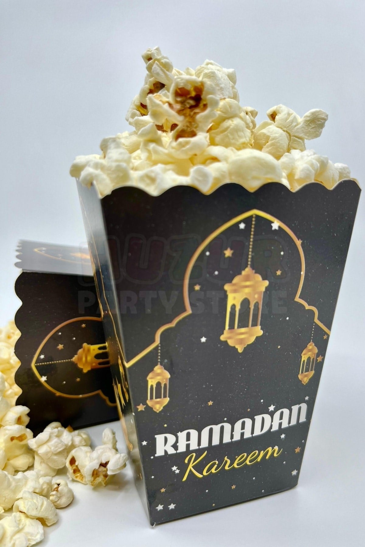 Ramadan Kareem Yazılı Mısır Kutusu 8 Adet 8x12 Cm Pop Corn Darı Kabı Ramazan Bayramı Cips Kutusu Gb