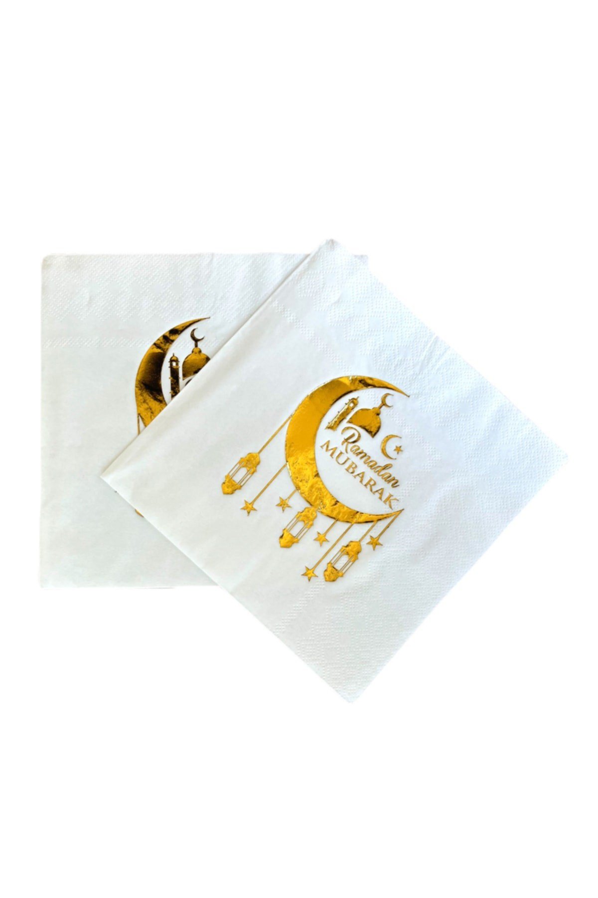 Ramadan Mubarak Gold Yaldızlı Peçete 16lı 16x16 cm Altın Varaklı Ramazan Bayram Temalı Dini Süsü