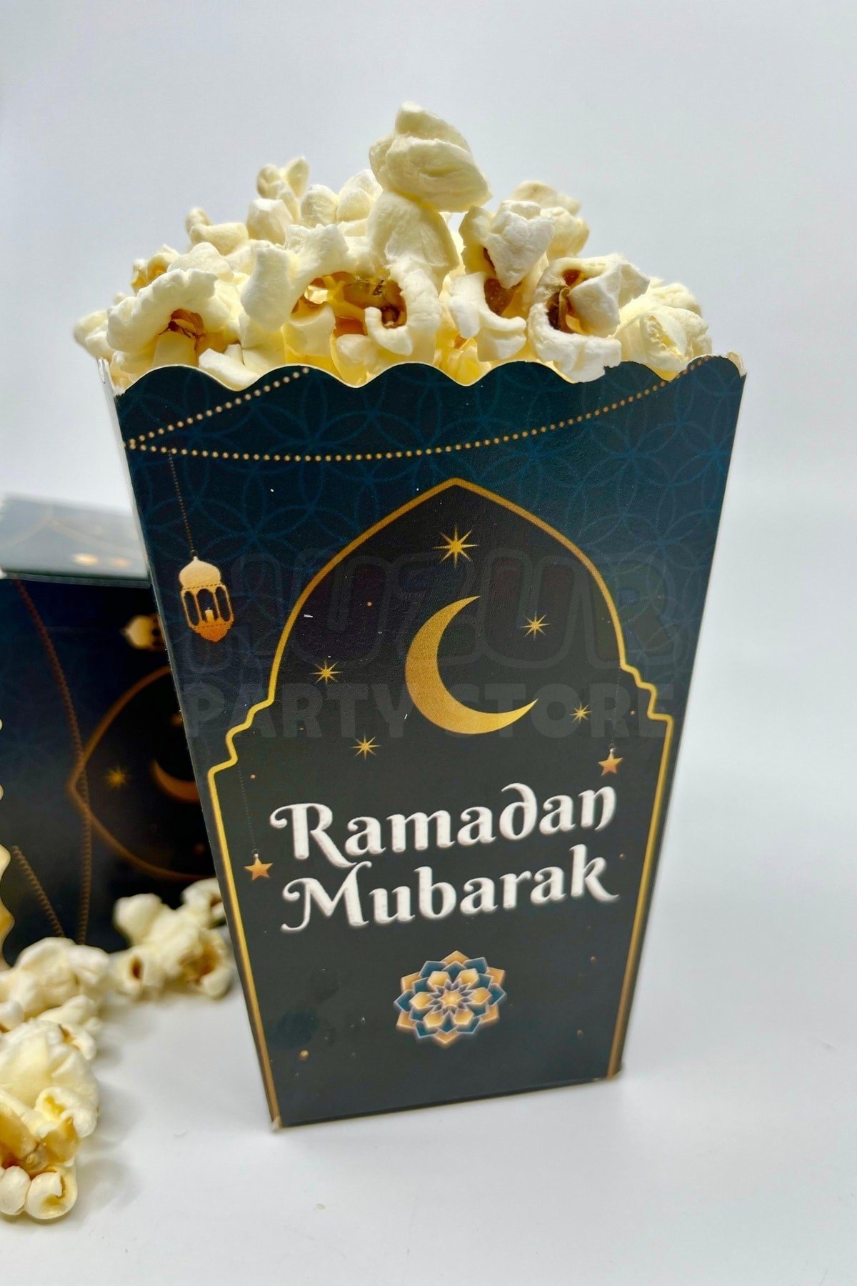 Ramadan Mubarak Yazılı Mısır Kutusu 8 Adet 8x12 Cm Pop Corn Darı Kabı Ramazan Bayramı Cips Kutusu Gb
