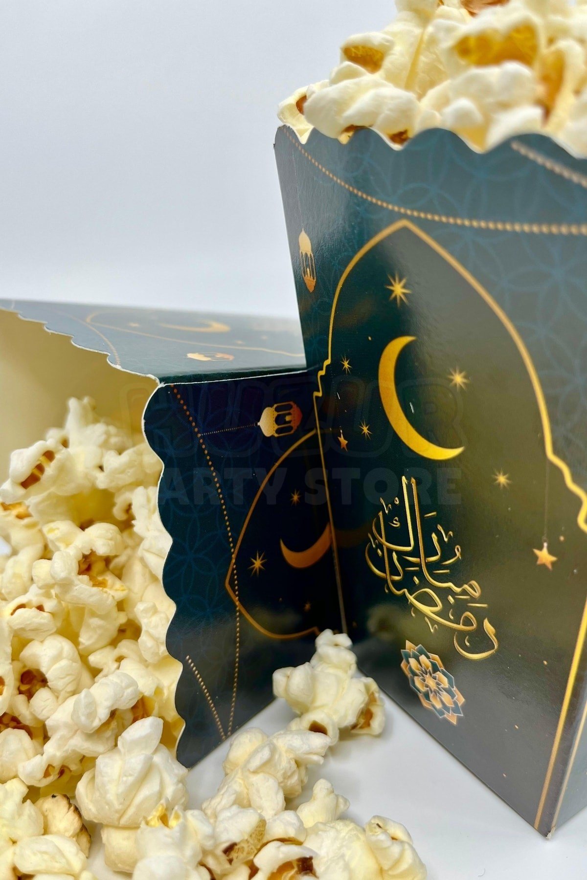 Ramadan Mubarak Yazılı Mısır Kutusu 8 Adet 8x12 Cm Pop Corn Darı Kabı Ramazan Bayramı Cips Kutusu Gb