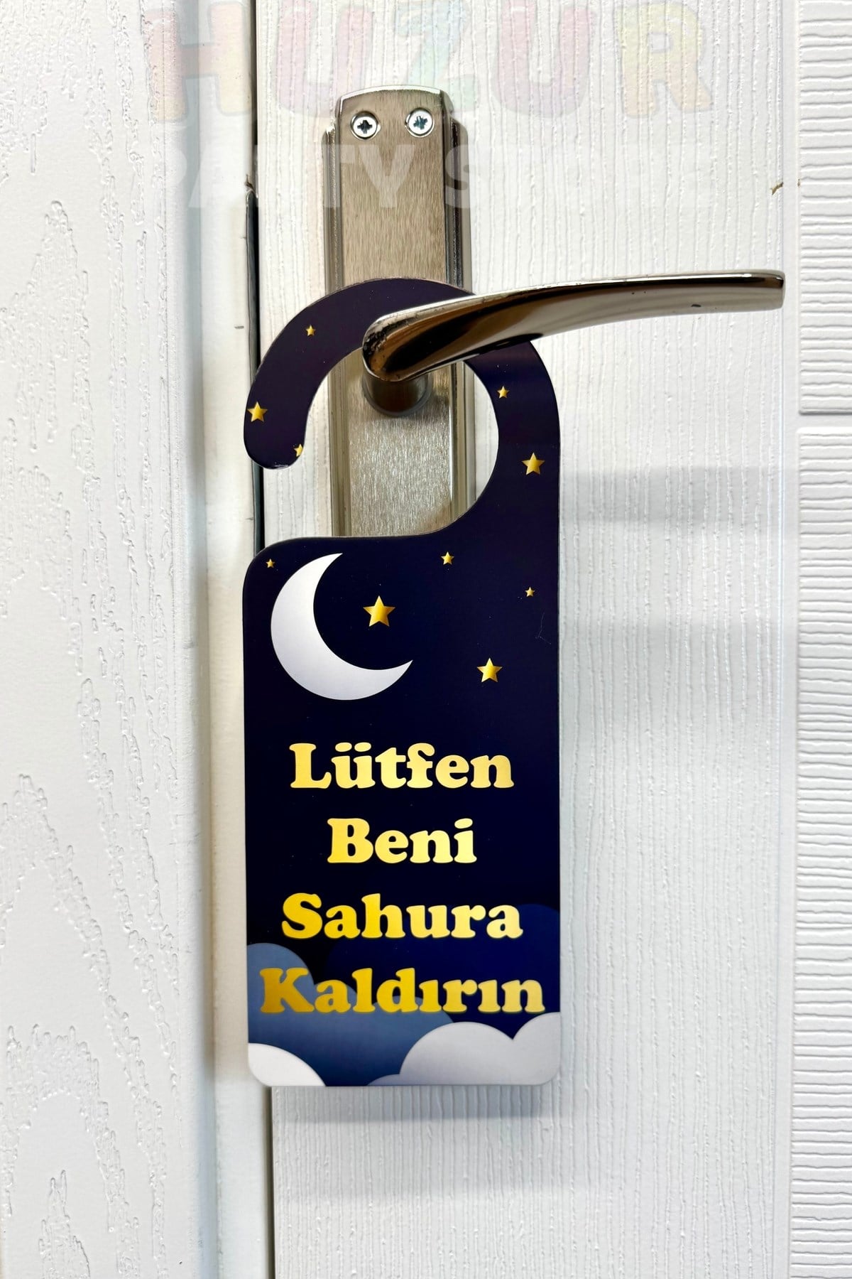 Ramazan Bayramı Kapı Kolu Askısı 6 Adet 23x9 Cm Eğlenceli Sahur İftar Askılığı Seçenek Ayar Çubuklu