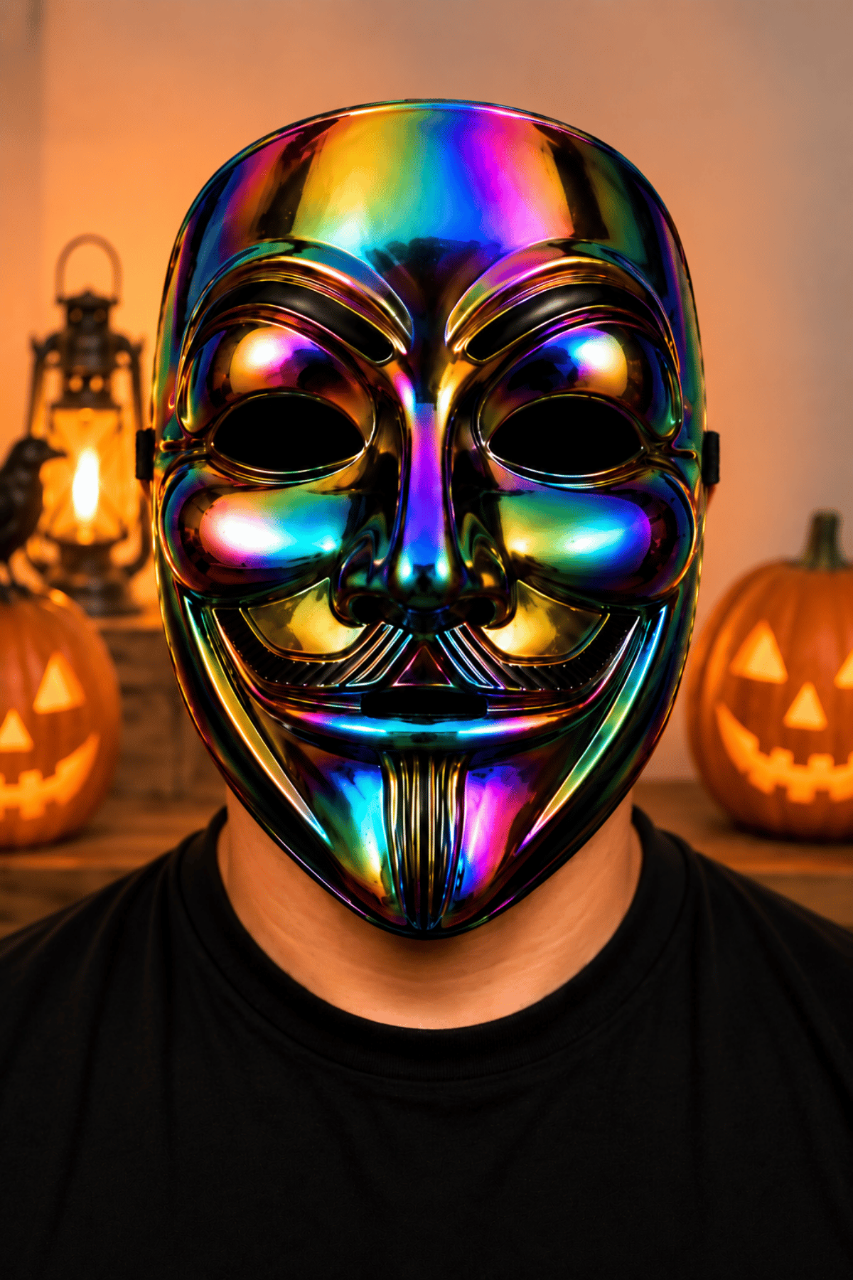 Renkli Hologramlı V For Vendetta Maske Halloween Cadılar Bayramı Yetişkin Parti Kostüm Aksesuarı