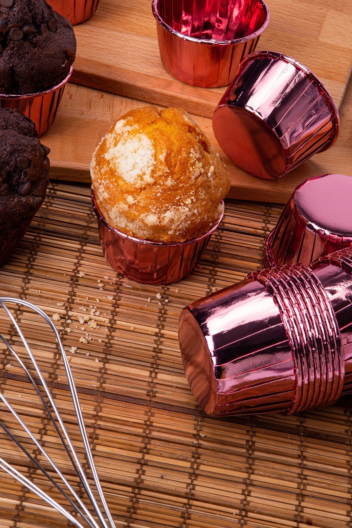 Rose Gold Parlak Kaplama 25li Kek Kalıbı Fırında Dağılmayan 6.5x4 Cm Muffin Cupcake Stand Kapsülü