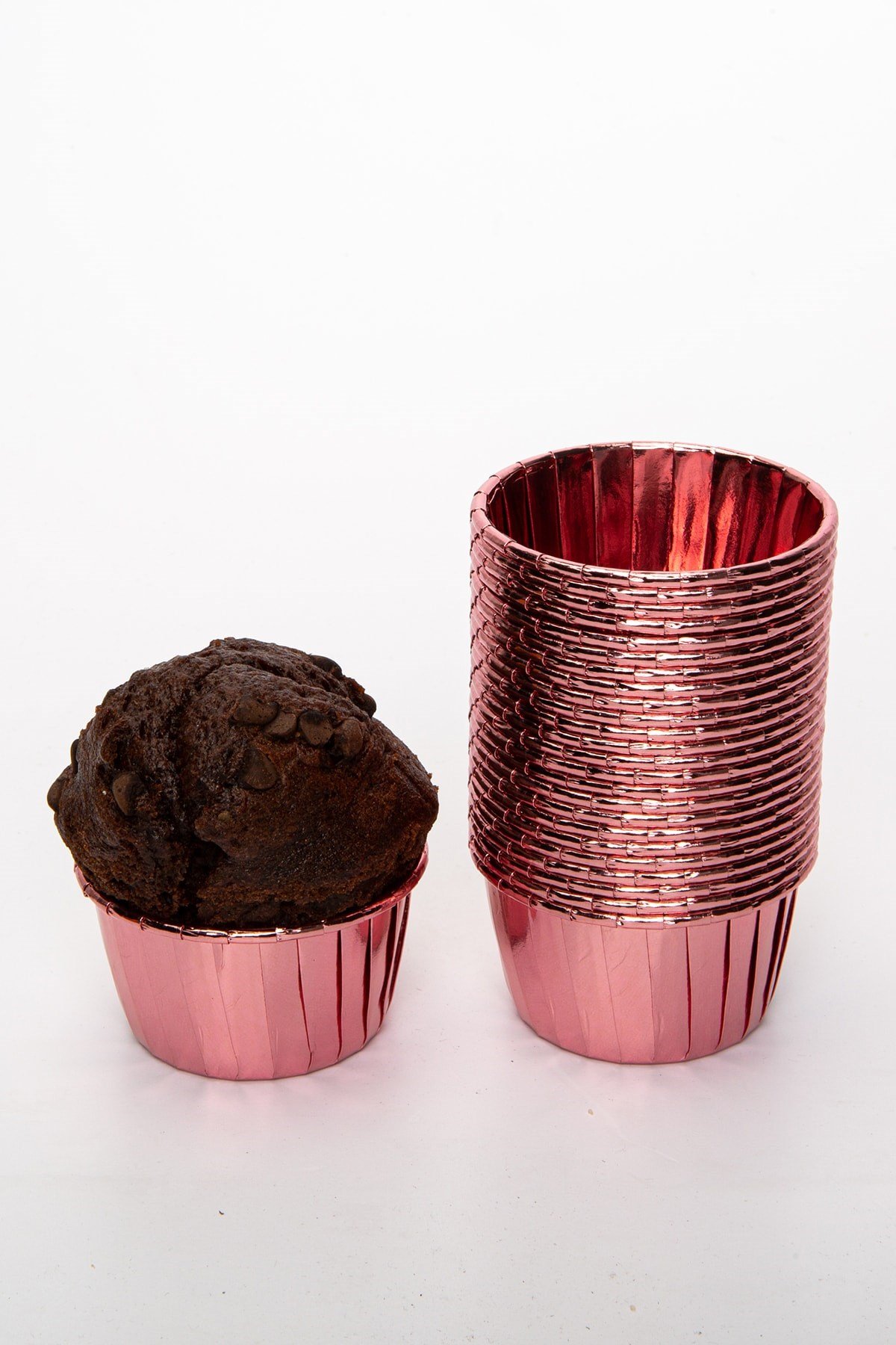 Rose Gold Parlak Kaplama 25li Kek Kalıbı Fırında Dağılmayan 6.5x4 Cm Muffin Cupcake Stand Kapsülü