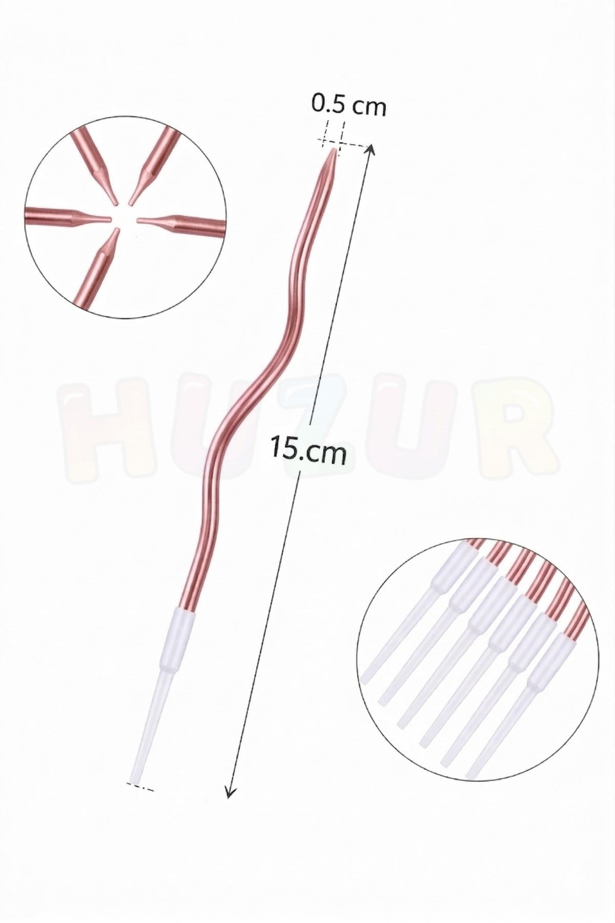 Rose Pembesi Renk Kıvrımlı Pasta Mumu 6 Adet 15 cm Doğum Günü Mum Seti Dekoratif Parti Süsü