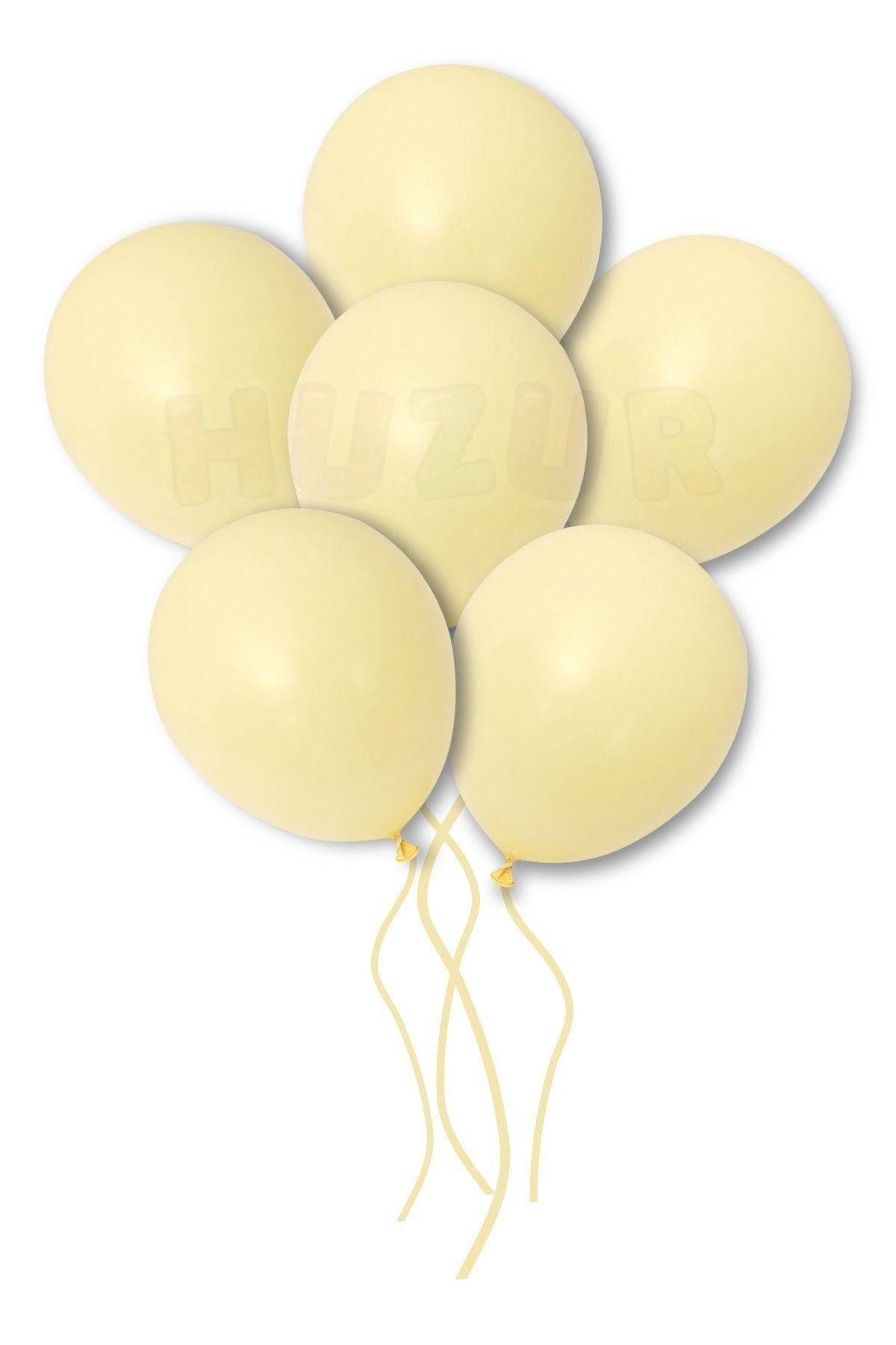 Sarı Makaron Balon 50 Adet 30 Cm Pastel Rengi Parti Balonu Soft Renk Doğum Günü Partisi Konsepti Süs