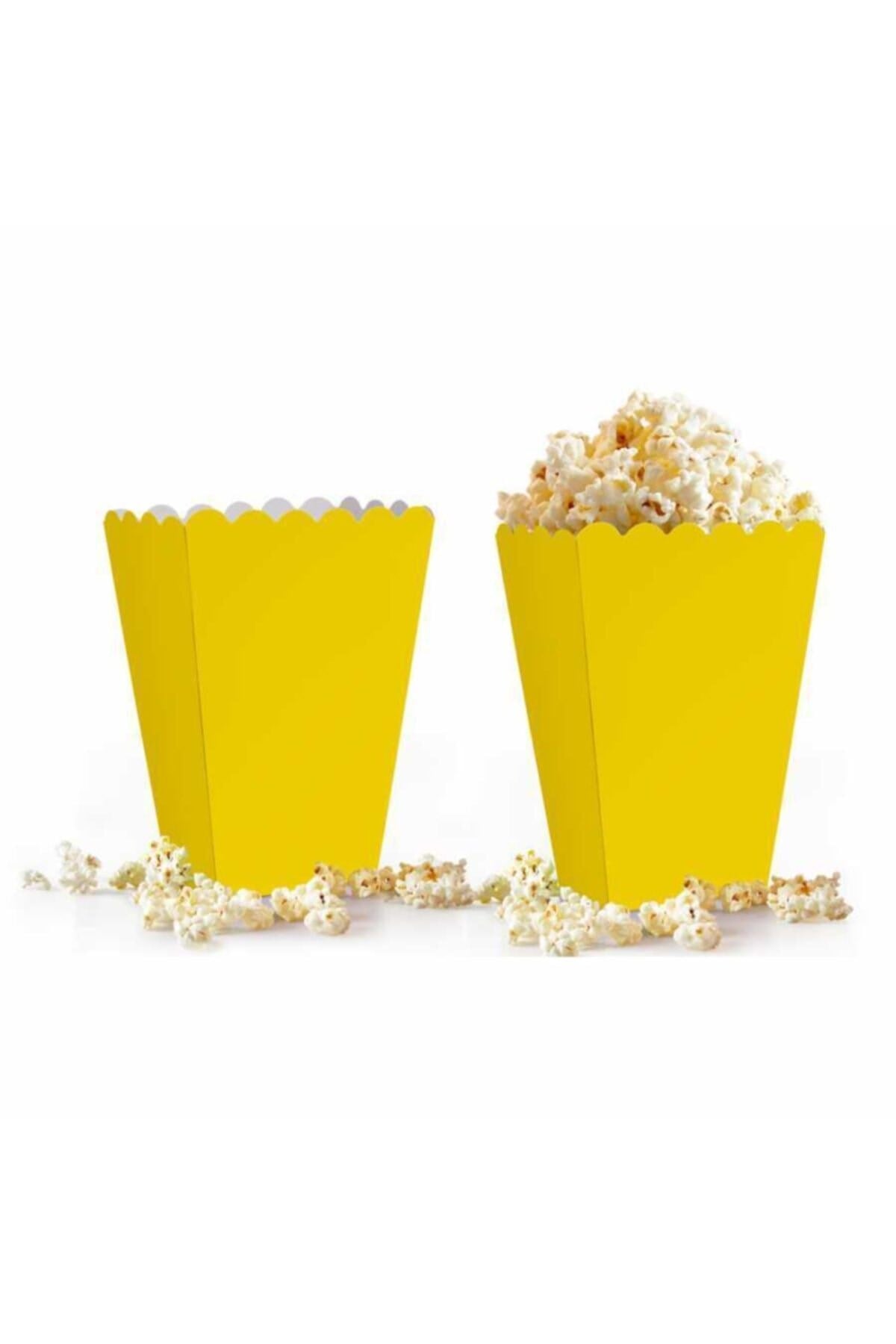 Sarı Mısır Kutusu 8li Karton Cips Kutusu Düz Renkli 8 Adet Pop Corn Darı Kabı