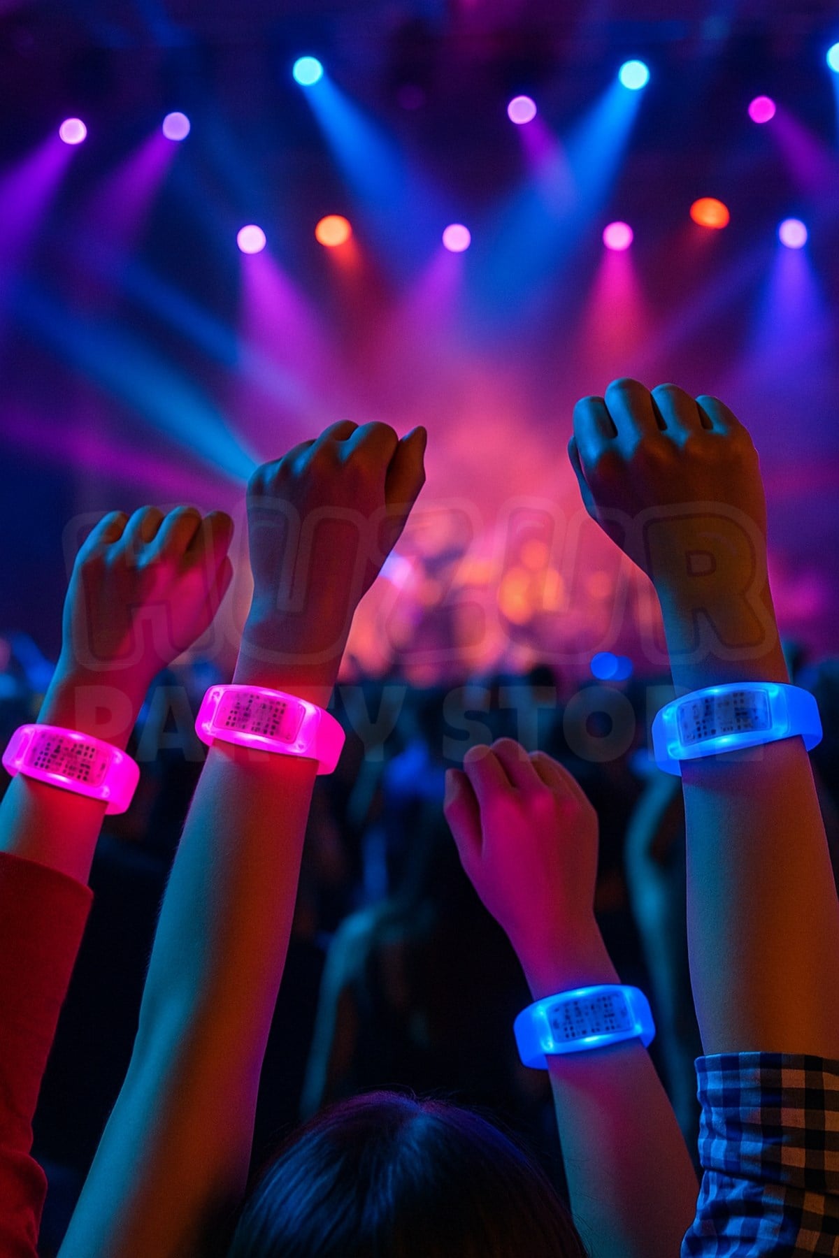 Sese Duyarlı 2li Led Bileklik Seti Parti Konser Festival Etkinlik Uzun Pil Ömrü Tek Tuş Kontrol
