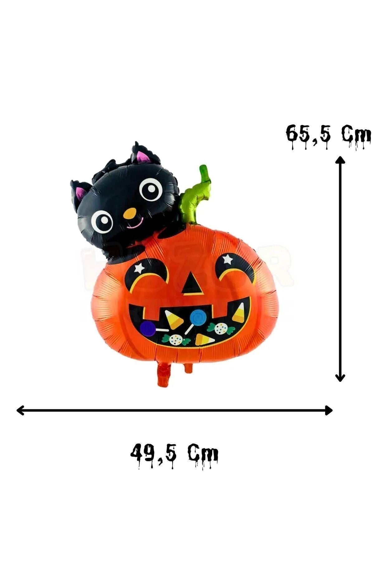 Sevimli Kedi Kabak Folyo Balon 49,5x65,5 Cm Halloween Partisi Cadılar Bayramı Balon