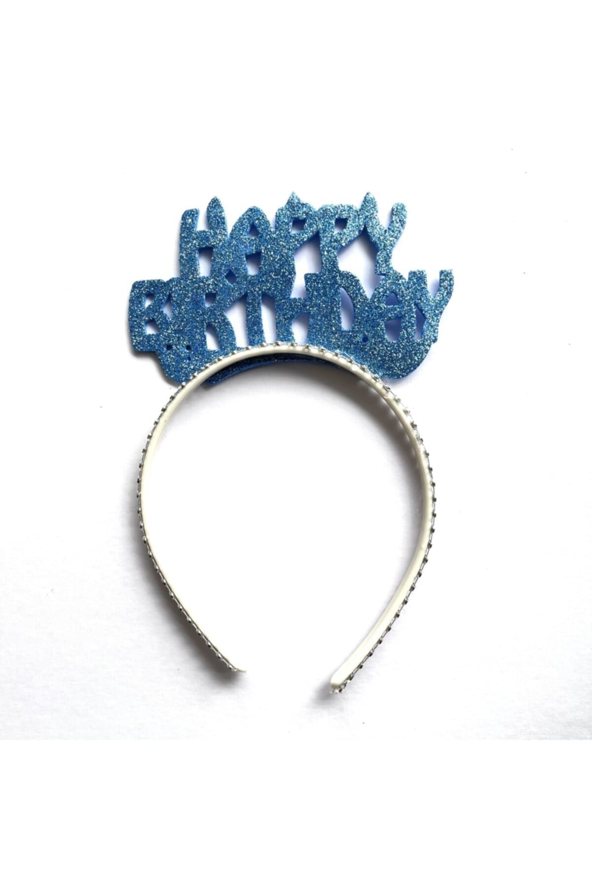 Simli Evadan Taç Mavi Renkli Taşlı Rahat Esnek Yapılı Happy Birthday Yazılı Doğum Günü Parti Tacı