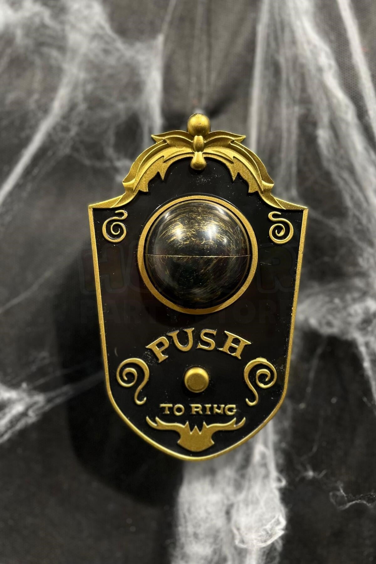 Siyah Gold Oynar Gözlü Kapı Zili 4 Farklı Zil Sesi Asma Aparatlı 18x11 Cm Halloween Cadılar Bayramı