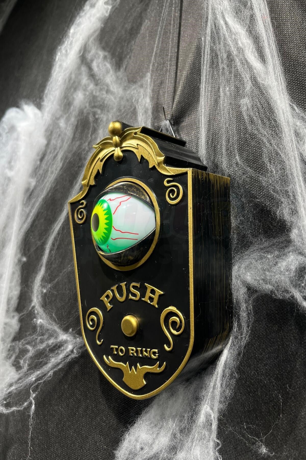 Siyah Gold Oynar Gözlü Kapı Zili 4 Farklı Zil Sesi Asma Aparatlı 18x11 Cm Halloween Cadılar Bayramı