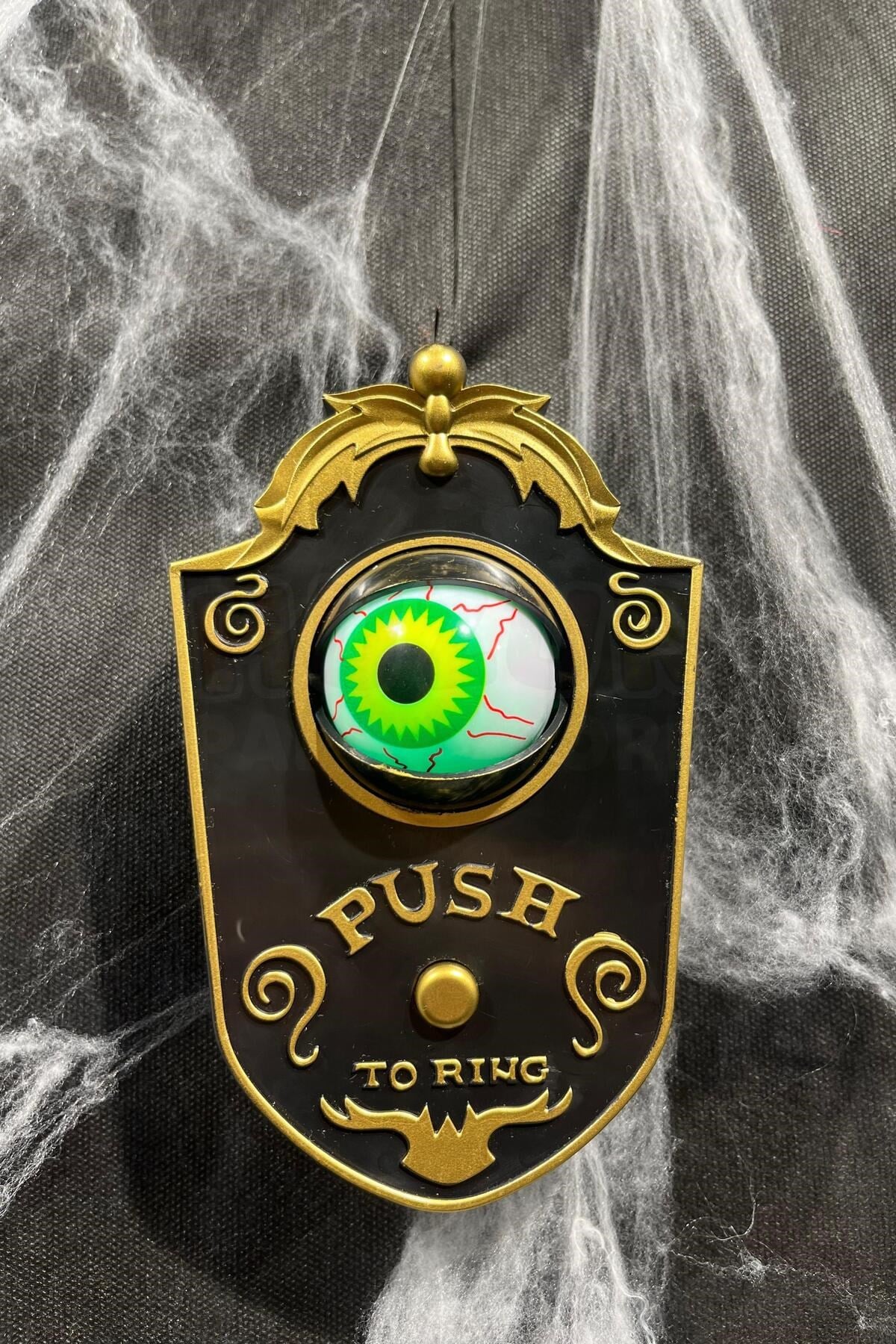 Siyah Gold Oynar Gözlü Kapı Zili 4 Farklı Zil Sesi Asma Aparatlı 18x11 Cm Halloween Cadılar Bayramı
