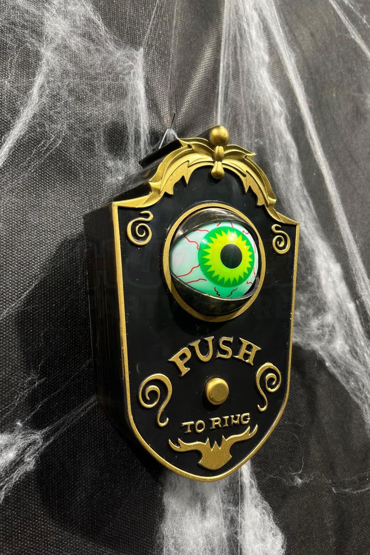 Siyah Gold Oynar Gözlü Kapı Zili 4 Farklı Zil Sesi Asma Aparatlı 18x11 Cm Halloween Cadılar Bayramı