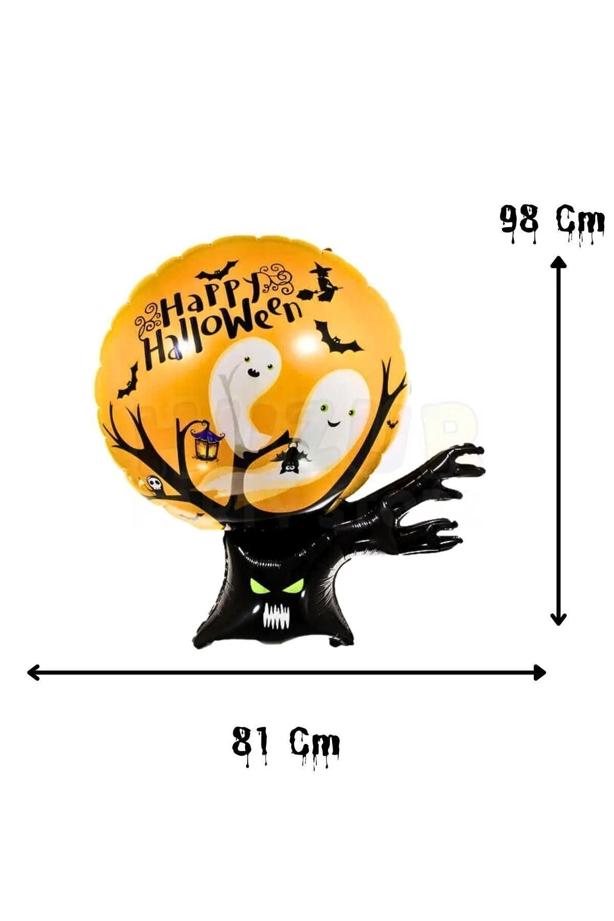 Siyah Halloween Ağacı Folyo Balon 81x98 Cm Cadılar Bayramı Partisi Dekoratif Balon