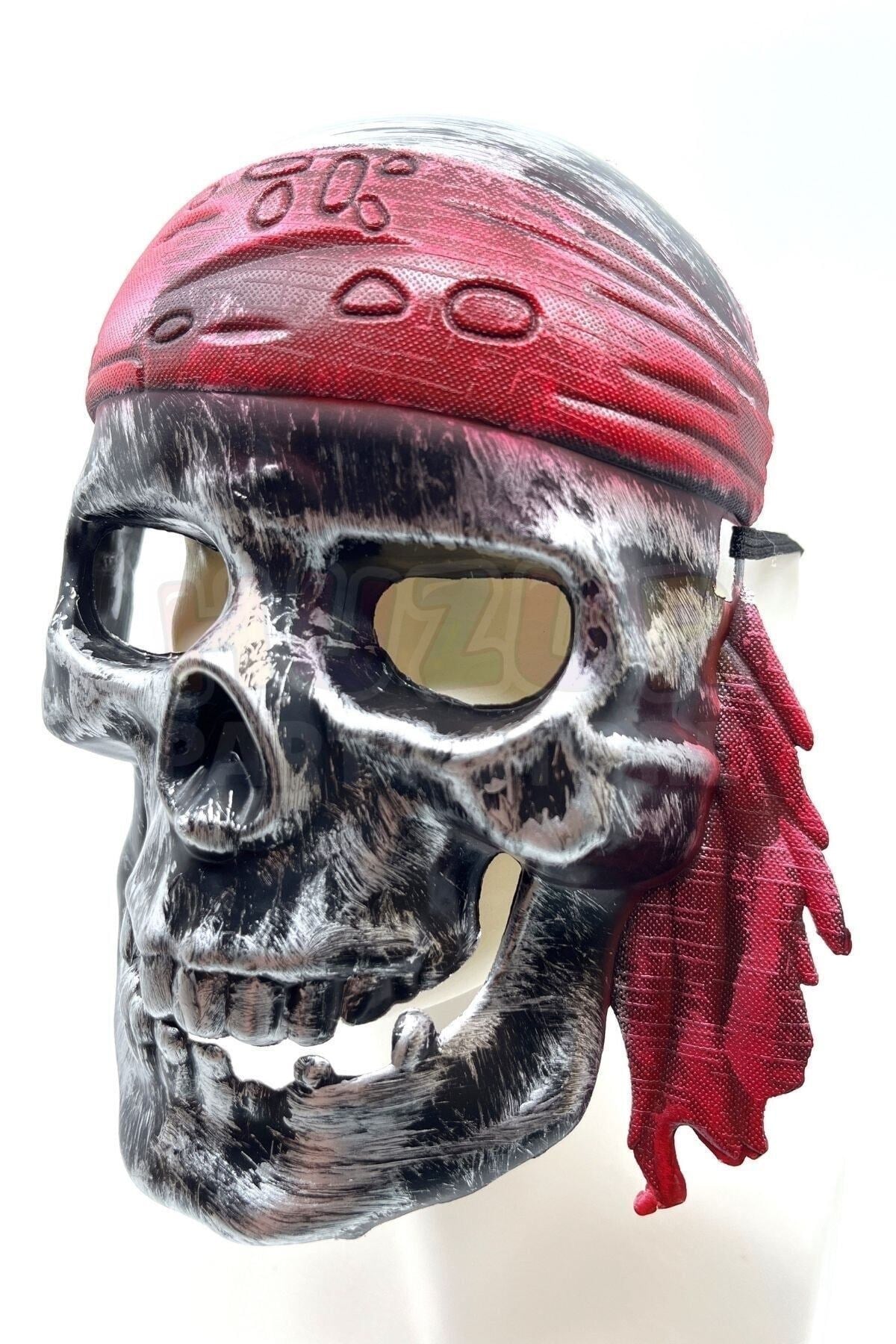 Siyah Kuru Kafa Korsan Maske Kırmızı Bereli Halloween Parti Cadılar Bayramı Unisex Her Kafaya Uygun