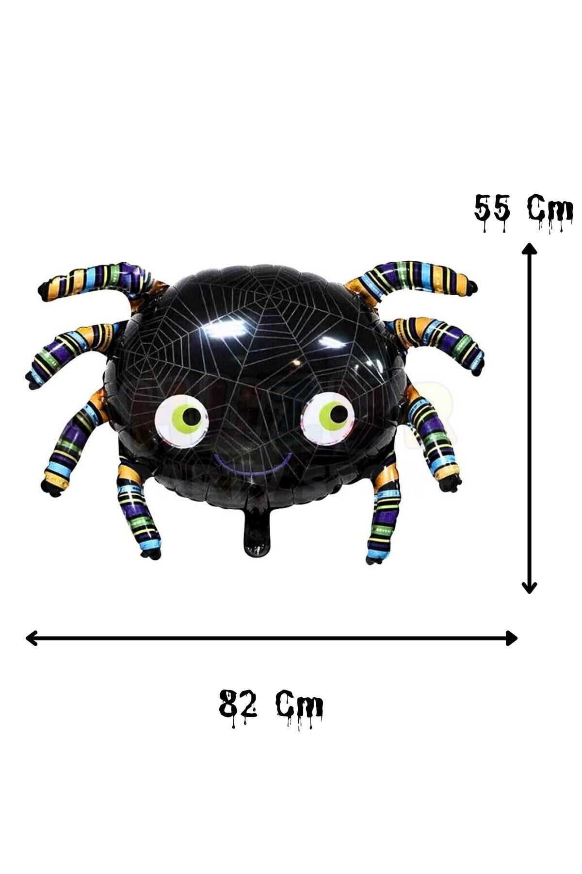 Siyah Örümcek Folyo Balon 82x55 Cm Halloween Partisi Cadılar Bayramı Dekoratif Balon Helyuma Uyumlu