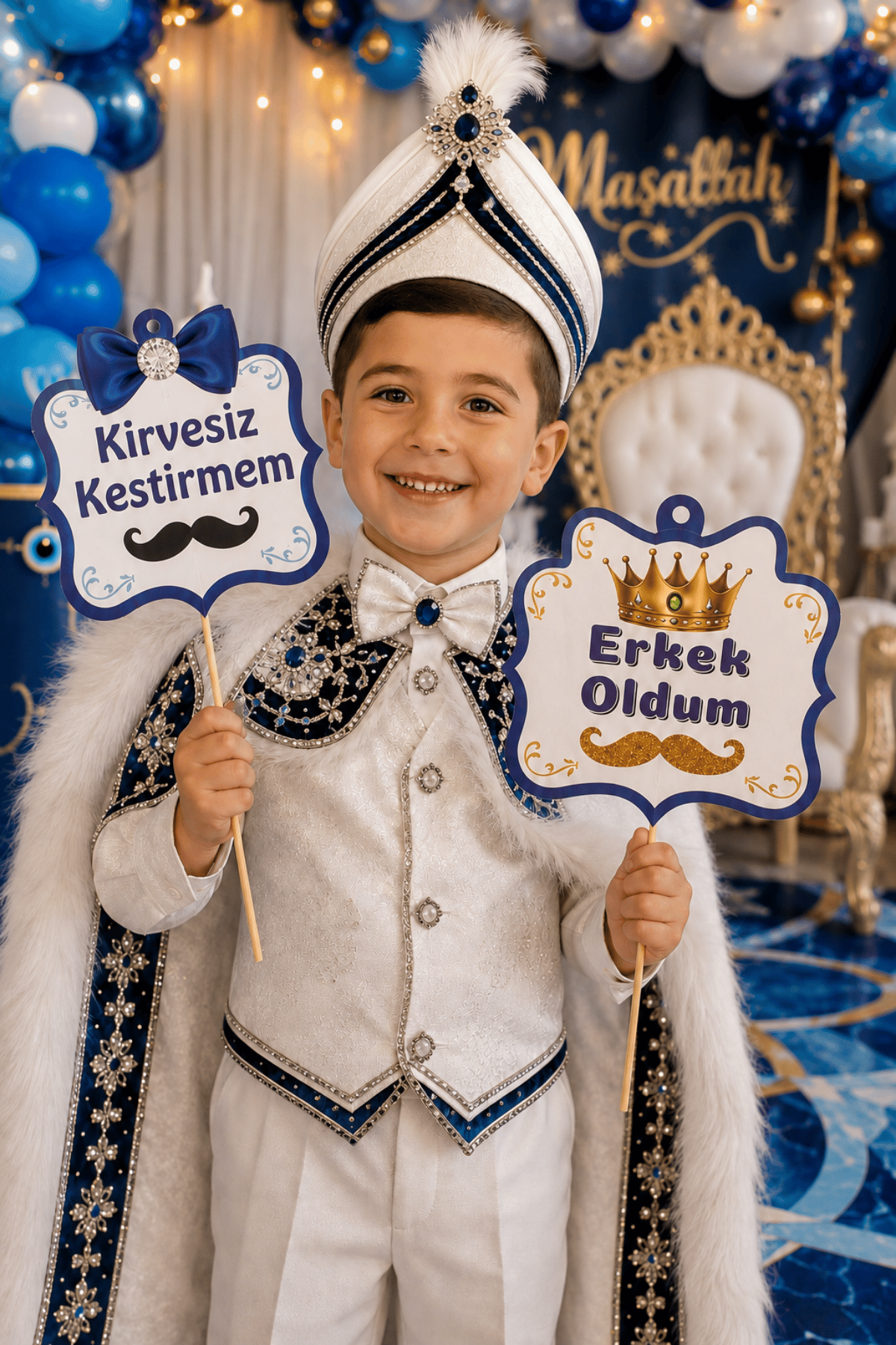 Sünnet Mevlüdü Konuşma Balonu 10lu 30 cm Fotoğraf Çekim Aksesuarı Mevlid Parti Süsü Poz Çubuğu Seti