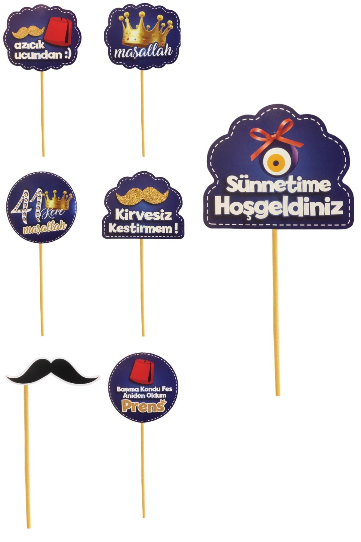 Sünnetime Hoşgeldiniz Temalı 12 Adet Konuşma Balonu 41 Kere Maşallah Azıcık Ucundan Mevlid Süs Seti