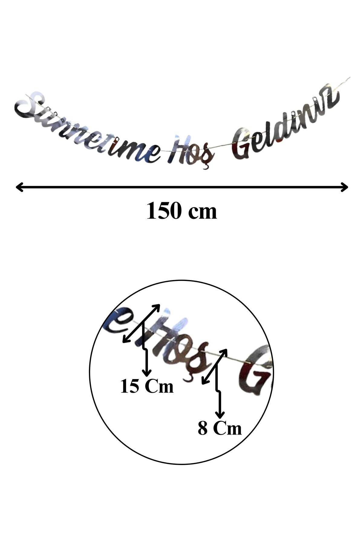 Sünnetime Hoşgeldiniz Yazısı Gümüş 150 Cm Parlak Banner Mevlid Yatağı Süsleri Mevlüt Sünnet Süsü