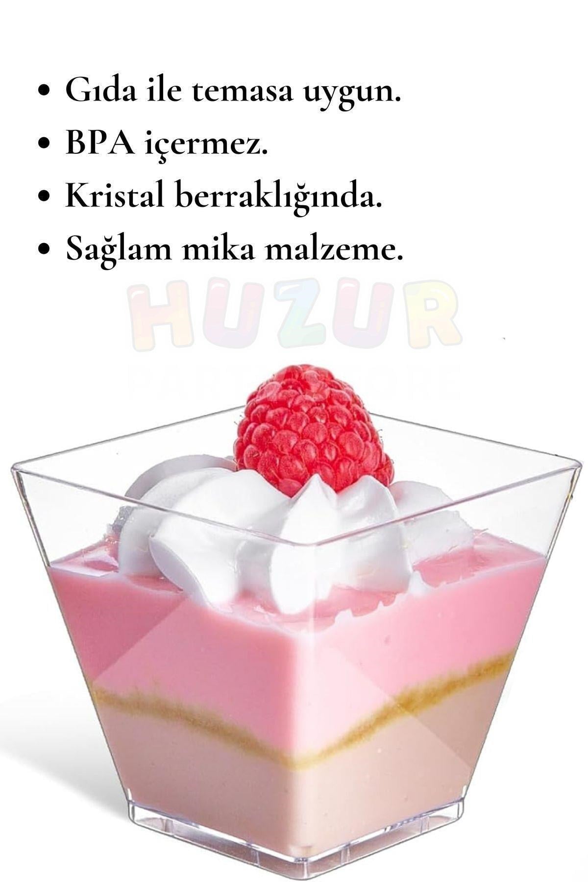 Sunum Kasesi 20 Adet Magnolya Dondurma Puding Tatlı Meze Salata Cup Kabı Sert Plastik Mika Sunumluk