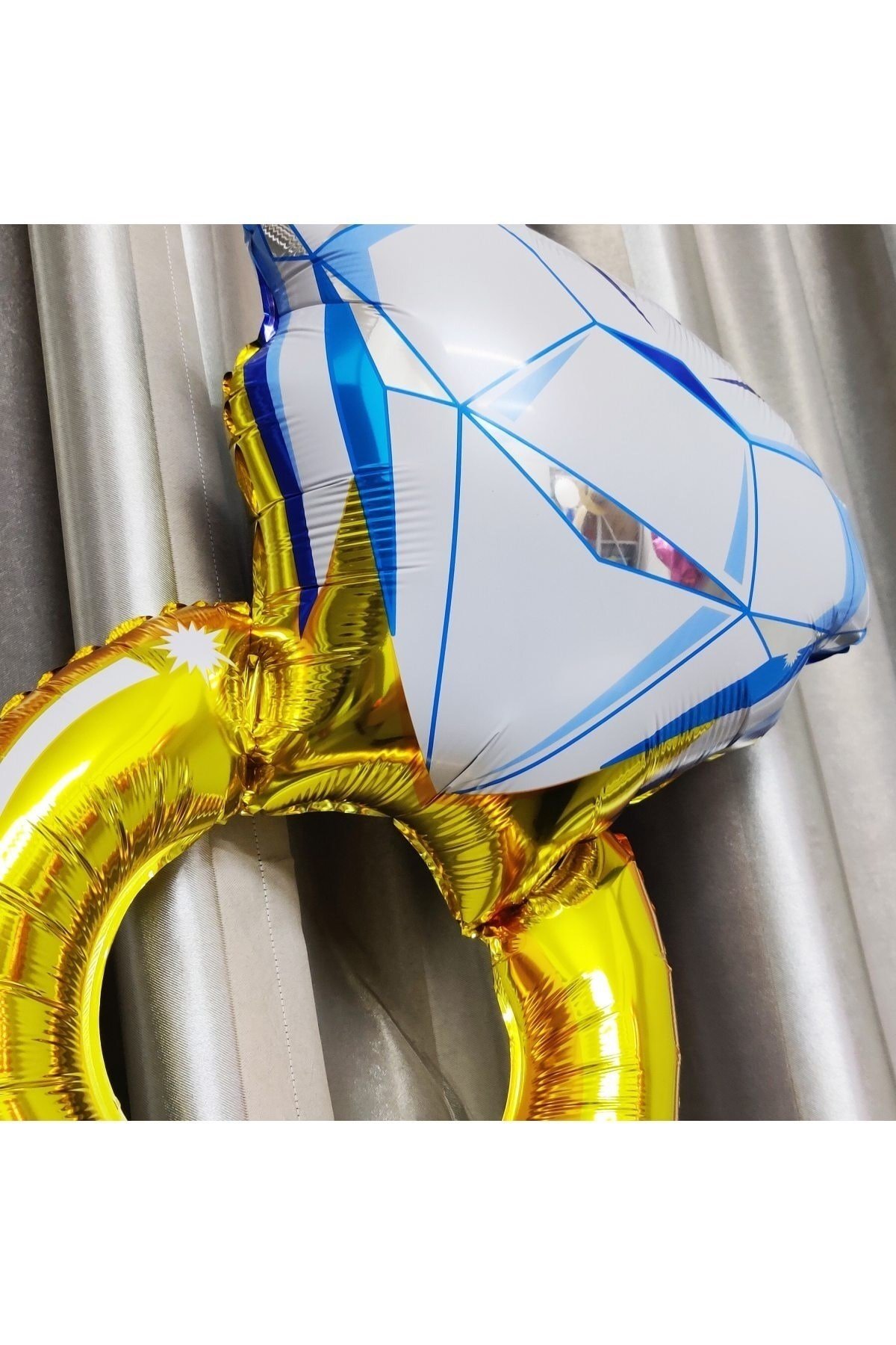 Tektaş Yüzük Gold Renkli Elmas Folyo Balon Altın Sarısı Bekarlığa Veda Partisi Bride To Be 70x45 Cm