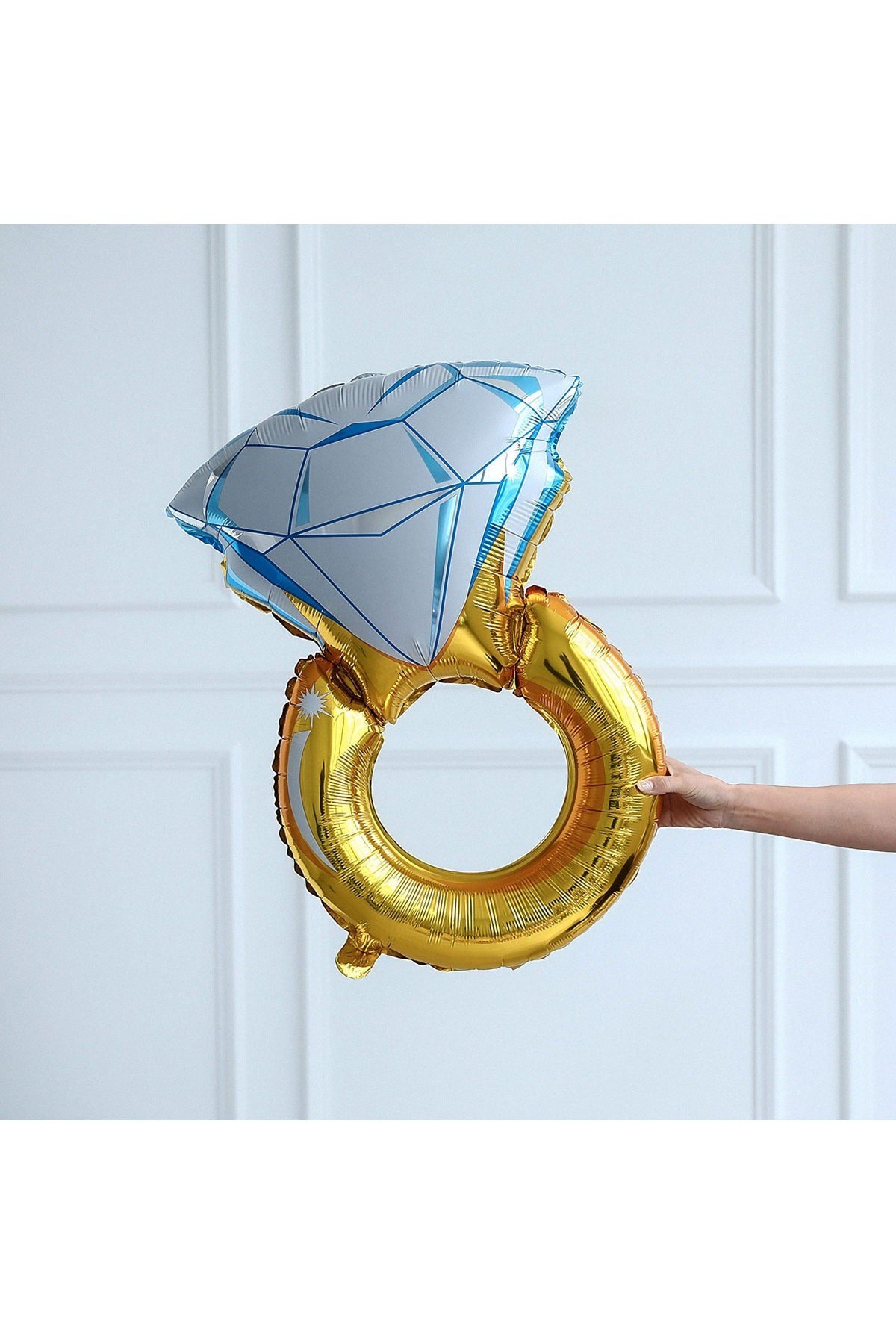 Tektaş Yüzük Gold Renkli Elmas Folyo Balon Altın Sarısı Bekarlığa Veda Partisi Bride To Be 70x45 Cm