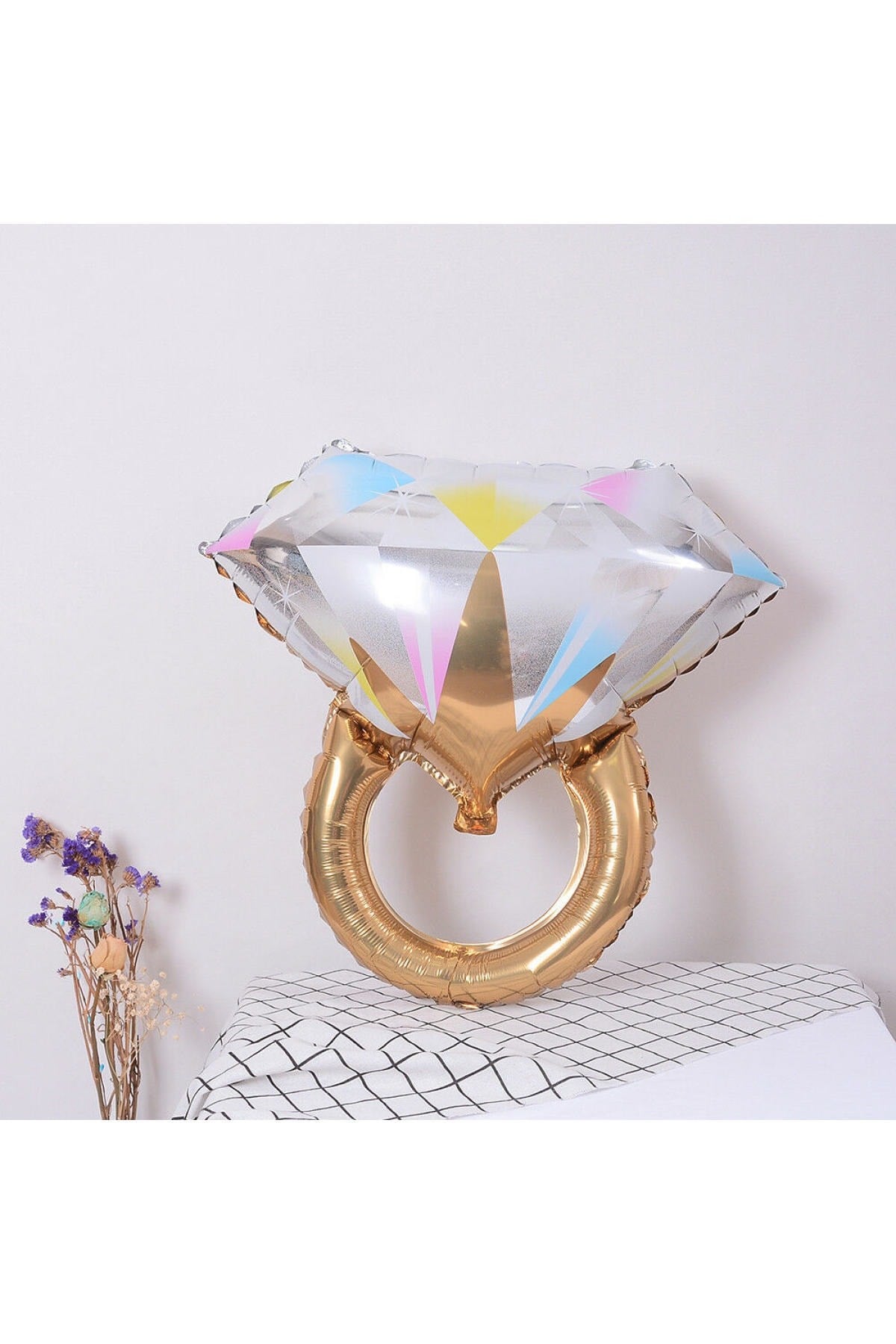 Tektaş Yüzük Gold Renkli Elmas Folyo Balon Altın Sarısı Bekarlığa Veda Partisi Bride To Be 66x60 Cm