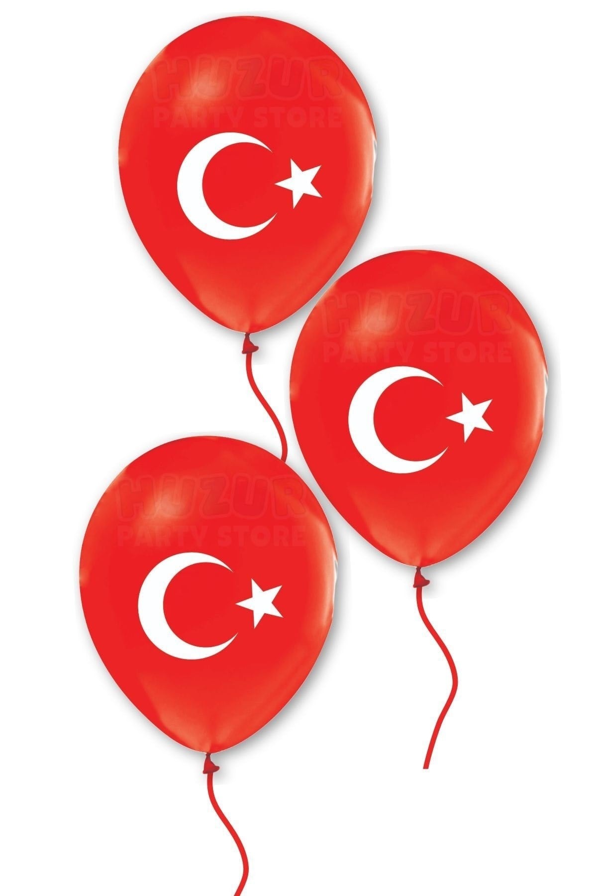 Türk Bayrağı Baskılı 50 Adet Balon Ay Yıldız Kırmızı Beyaz Türkiye Balonu 30 Cm Milli Bayram Süsü