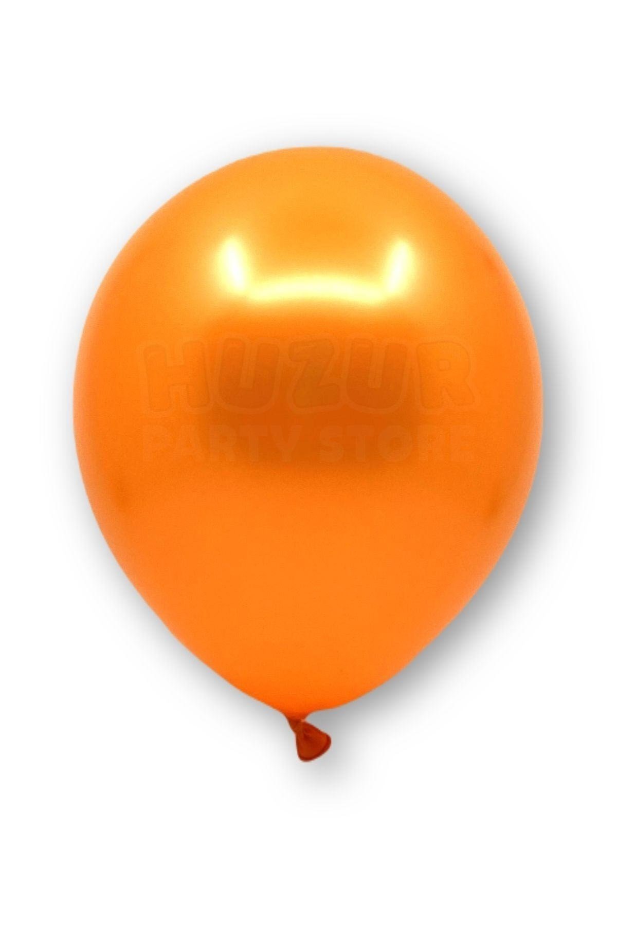 Turuncu Renkli Metalik Balon 50 Adet 30 Cm Lateks Parti Konsept Temalı Safari Düz Doğum Günü Balonu
