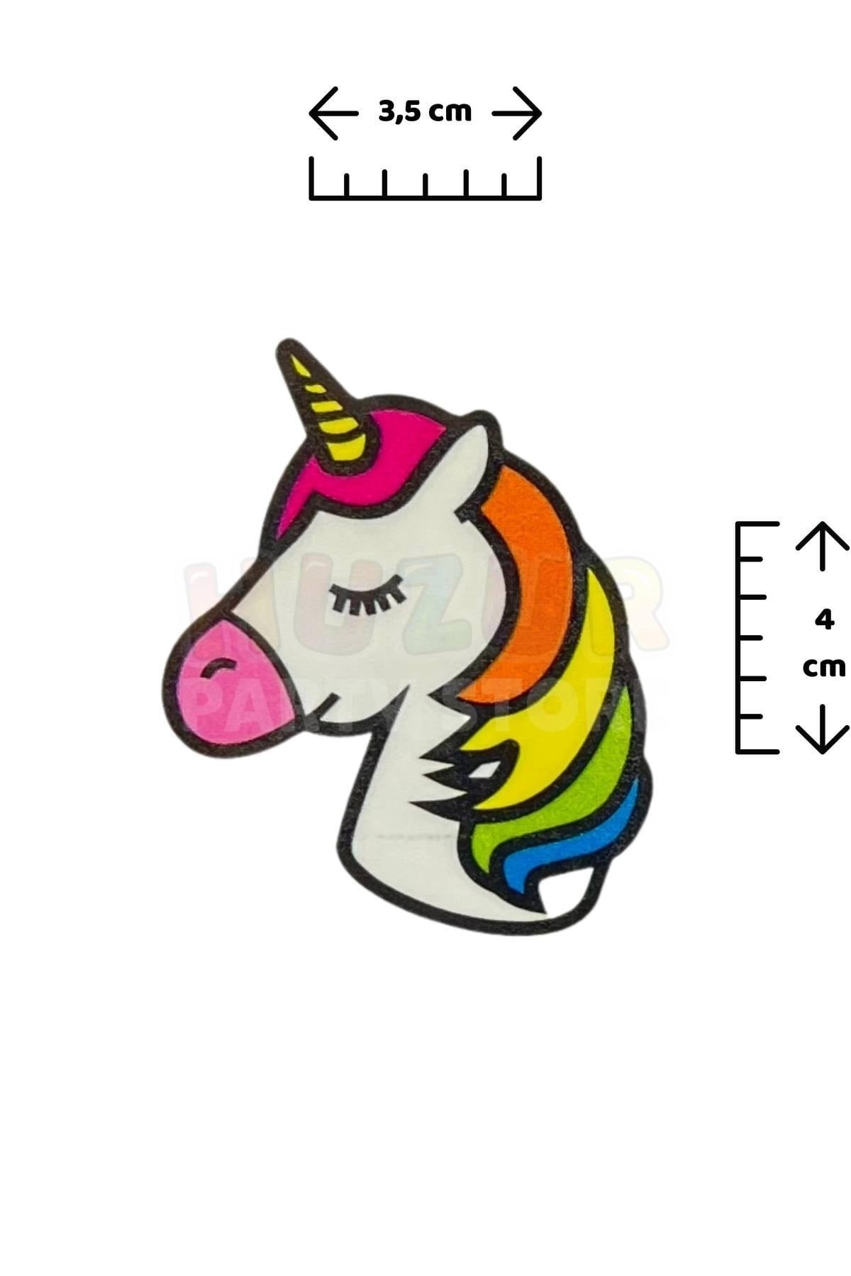 Unicorn 7 Adet Geçici Çocuk Dövmesi Doğum Günü Parti Renkli Tattoo Dövme Pony Boynuzlu At Konsepti