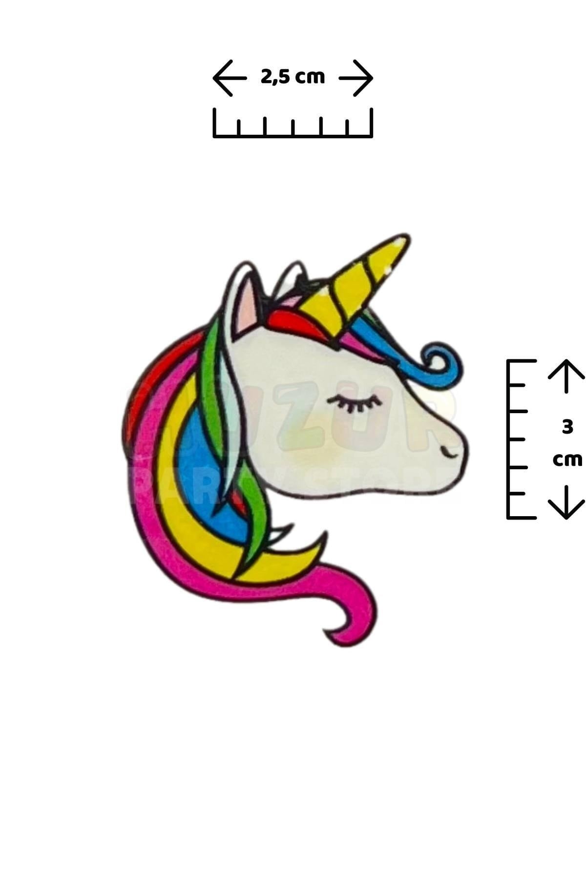 Unicorn 7 Adet Geçici Çocuk Dövmesi Doğum Günü Parti Renkli Tattoo Dövme Pony Boynuzlu At Konsepti