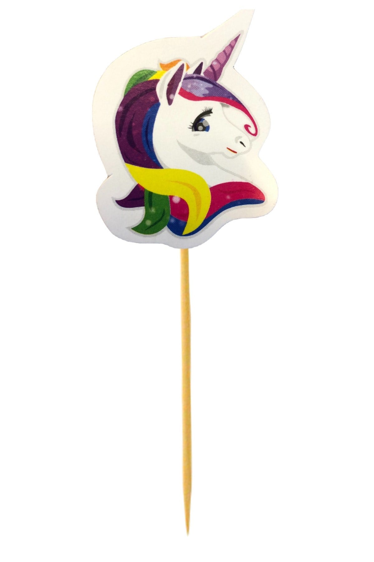 Unicorn Karakterli Kürdan 10 Adet 9 cm Cupcuke Muffin Kürdanı Boynuzlu At Temalı Pony Parti Konsept