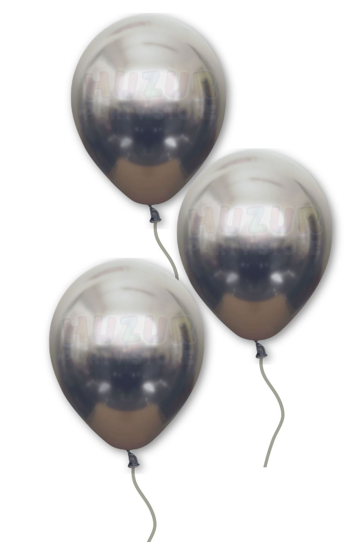 Uzay Grisi Renkli Krom Balon 10 Adet 30 Cm Koyu Gri Inanılmaz Parlak Rengi Canlı Doğum Günü Partisi