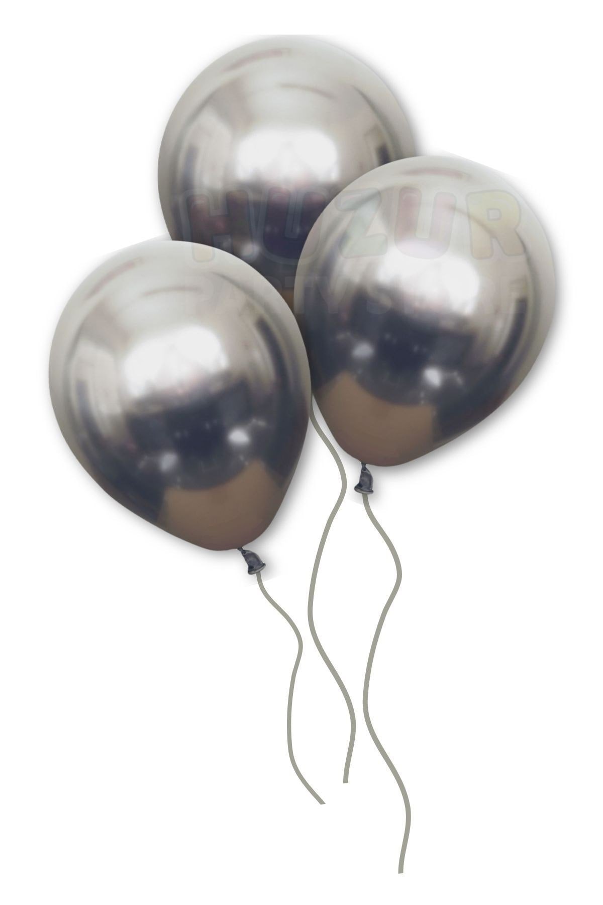 Uzay Grisi Renkli Krom Balon 50 Adet 30 Cm Koyu Gri Inanılmaz Parlak Rengi Canlı Doğum Günü Partisi