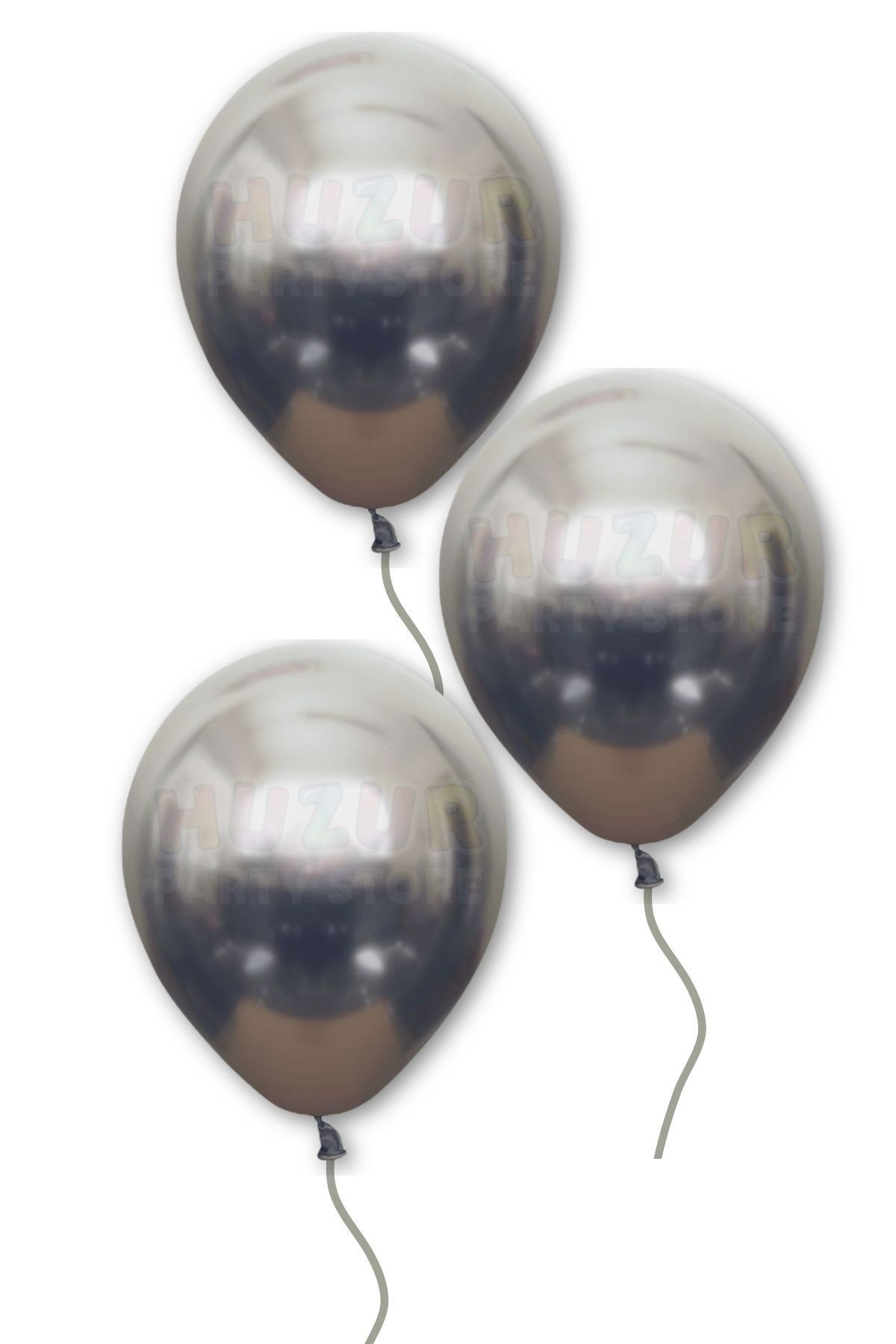 Uzay Grisi Renkli Krom Balon 50 Adet 30 Cm Koyu Gri Inanılmaz Parlak Rengi Canlı Doğum Günü Partisi