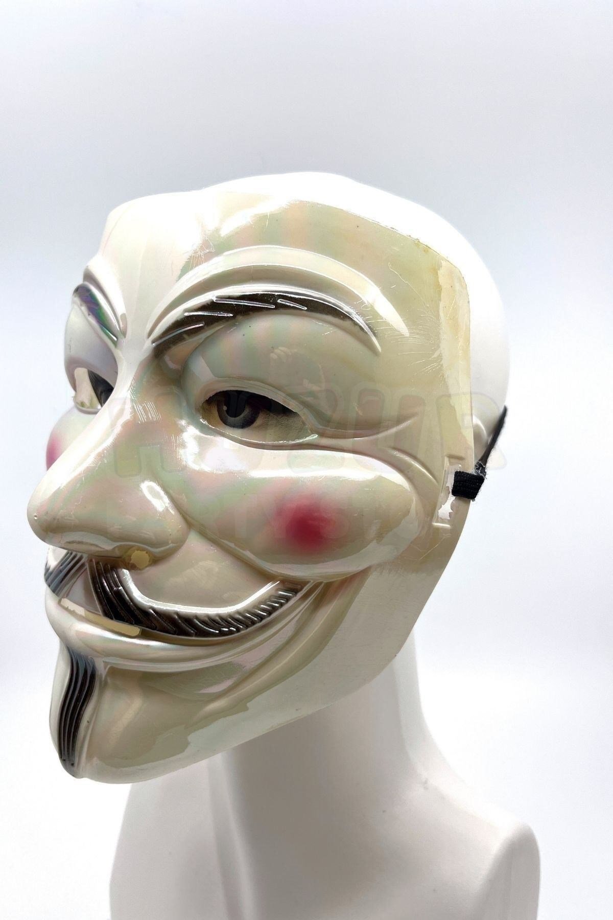 V For Vendetta Hologramlı Maske Halloween Partisi Cadılar Bayramı Kırmızı Yanaklı Parlak Unisex